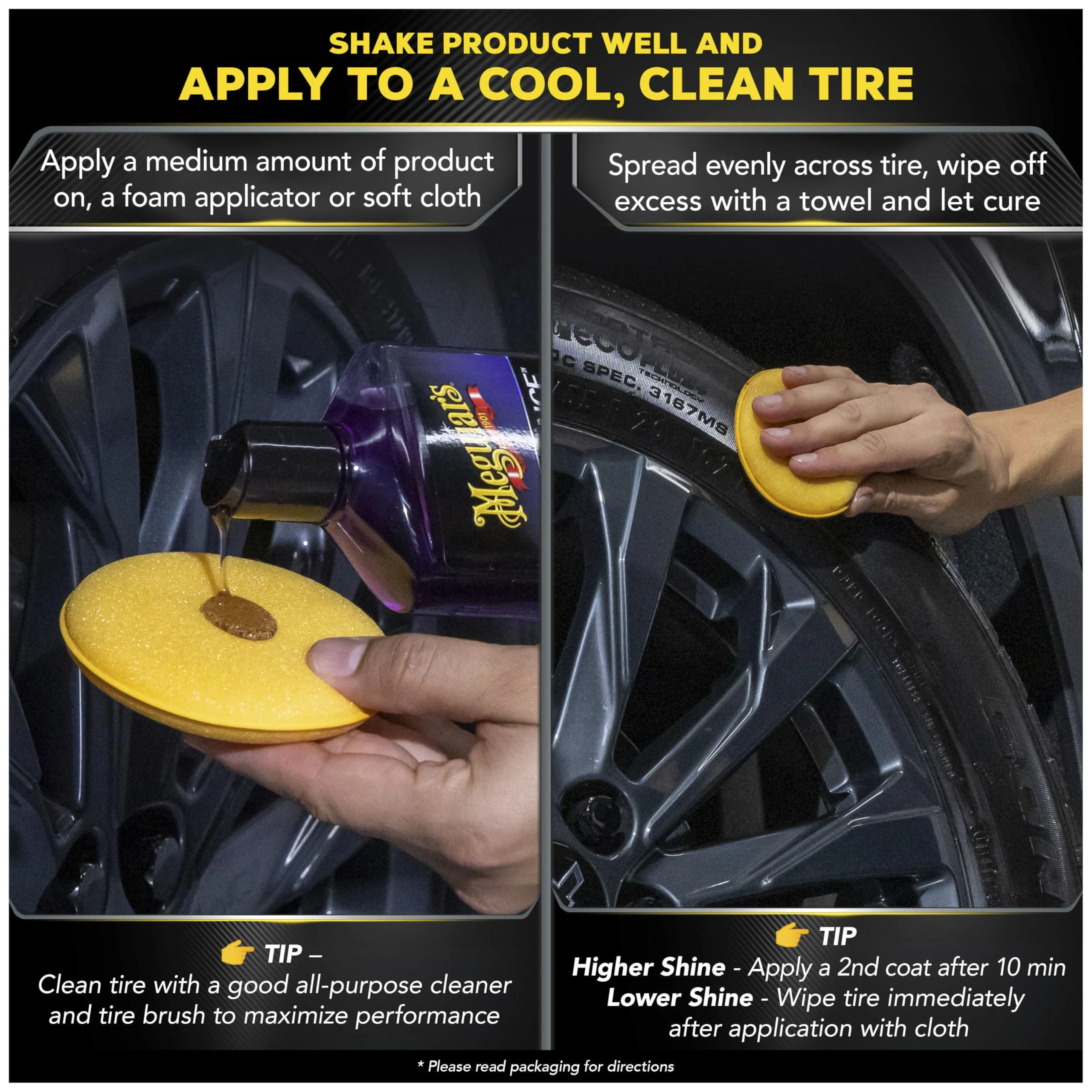 Meguiar’s Endurance Tire Gel - Tire Shine Gel, Premium Car Tire Shine For A Lasting Glossy Finish product photo, view 5 of 7
