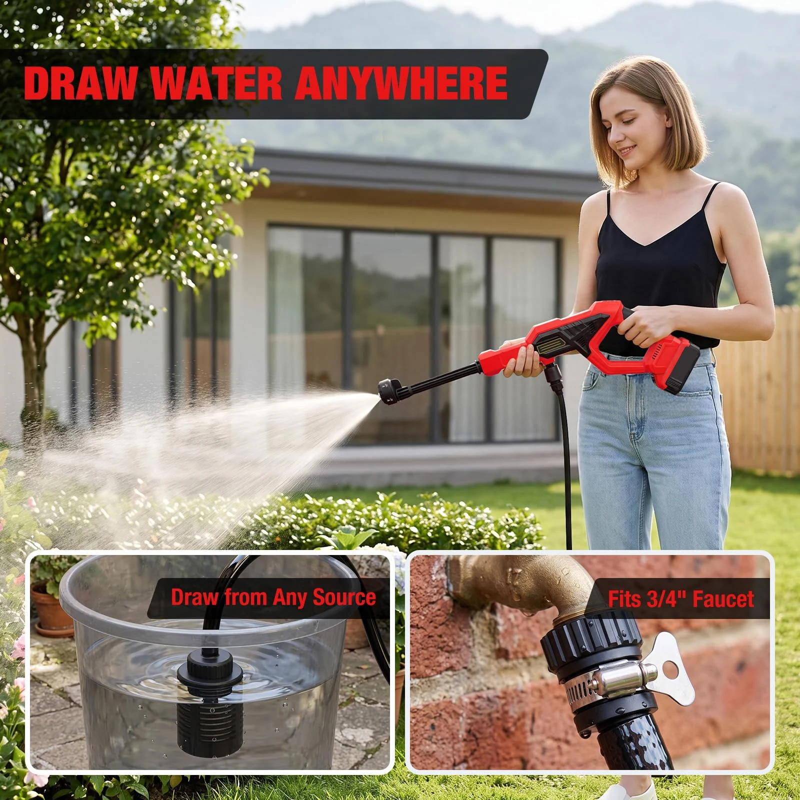 Cordless Portable Washer for Milwaukee 18V Battery, 1100PSI Handheld Washer product photo, view 8 of 8