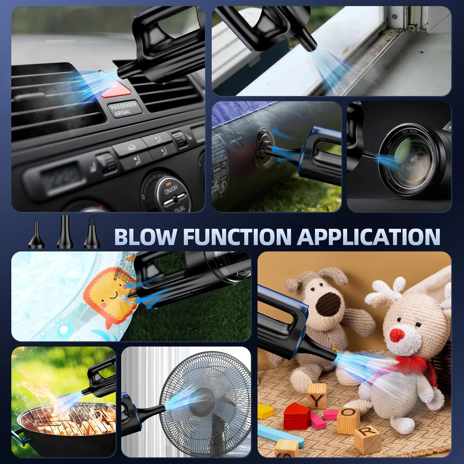 MONOZEL Car Vacuum Portable Cordless, 18000Pa 2 in 1 Vacuum Cleaner&Air Duster, 130W Brushless Motor Handheld Vacuum Cordless product photo, view 6 of 7