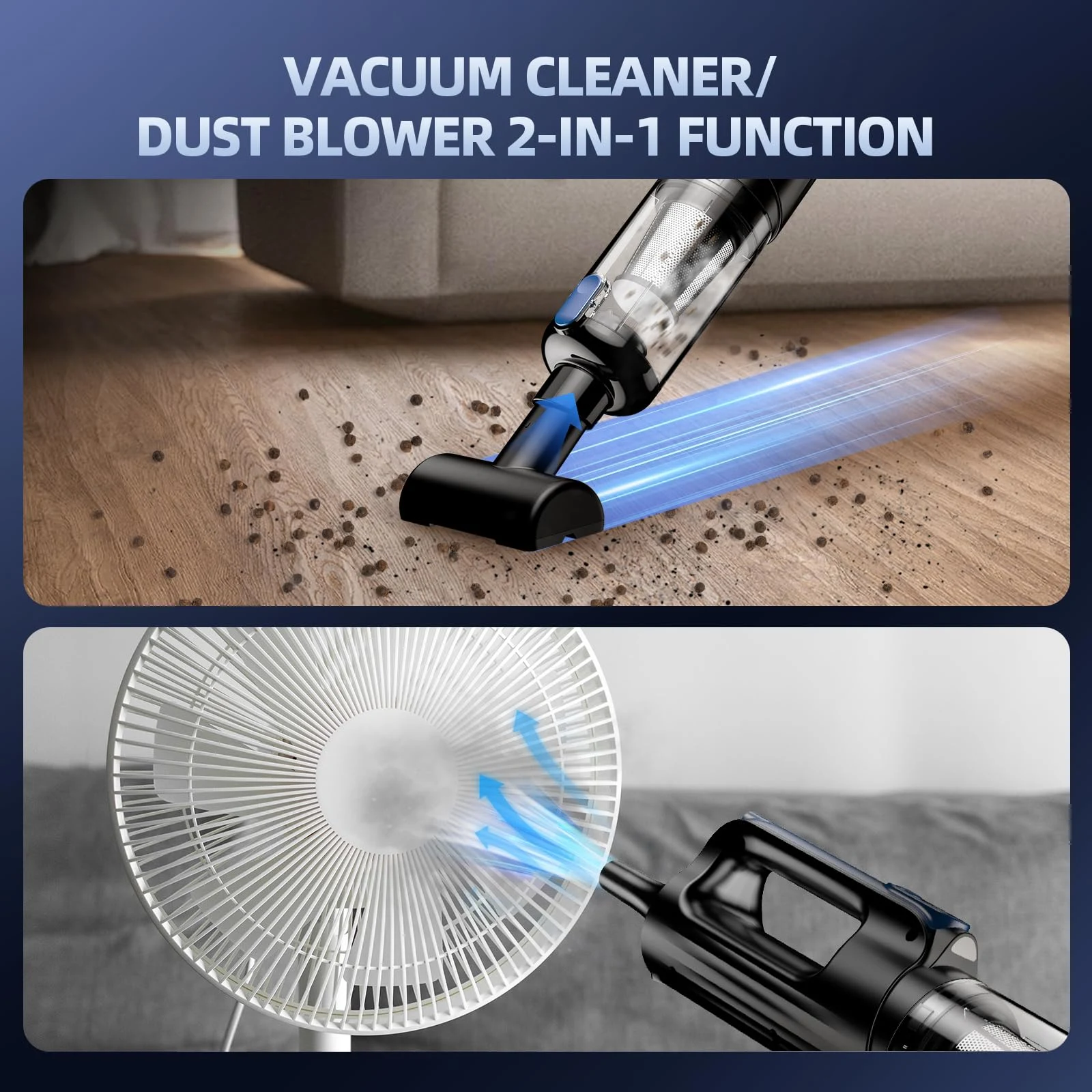 MONOZEL Car Vacuum Portable Cordless, 18000Pa 2 in 1 Vacuum Cleaner&Air Duster, 130W Brushless Motor Handheld Vacuum Cordless product photo, view 7 of 7