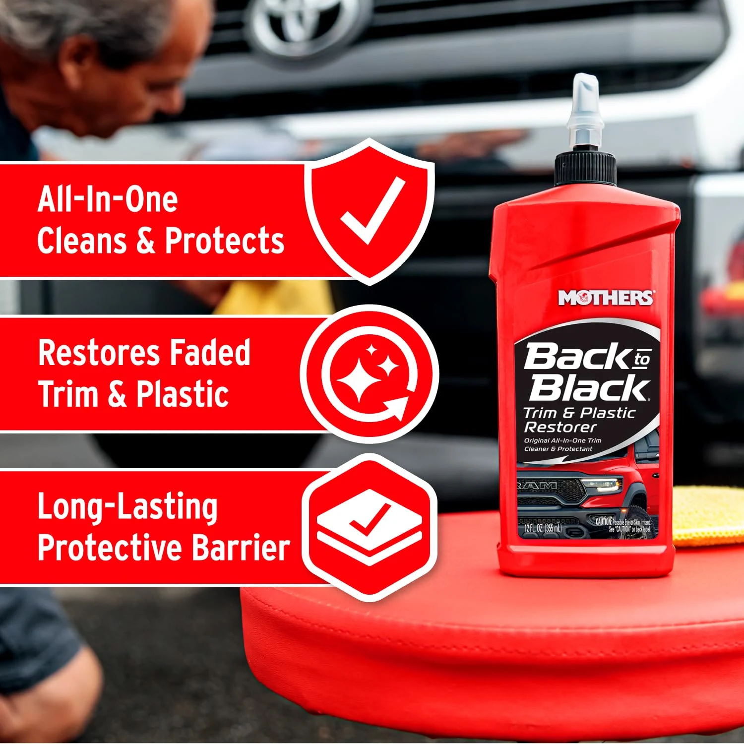 Mothers Back-to-Black Trim & Plastic Restorer, 12 oz. (06112) product photo, view 4 of 7