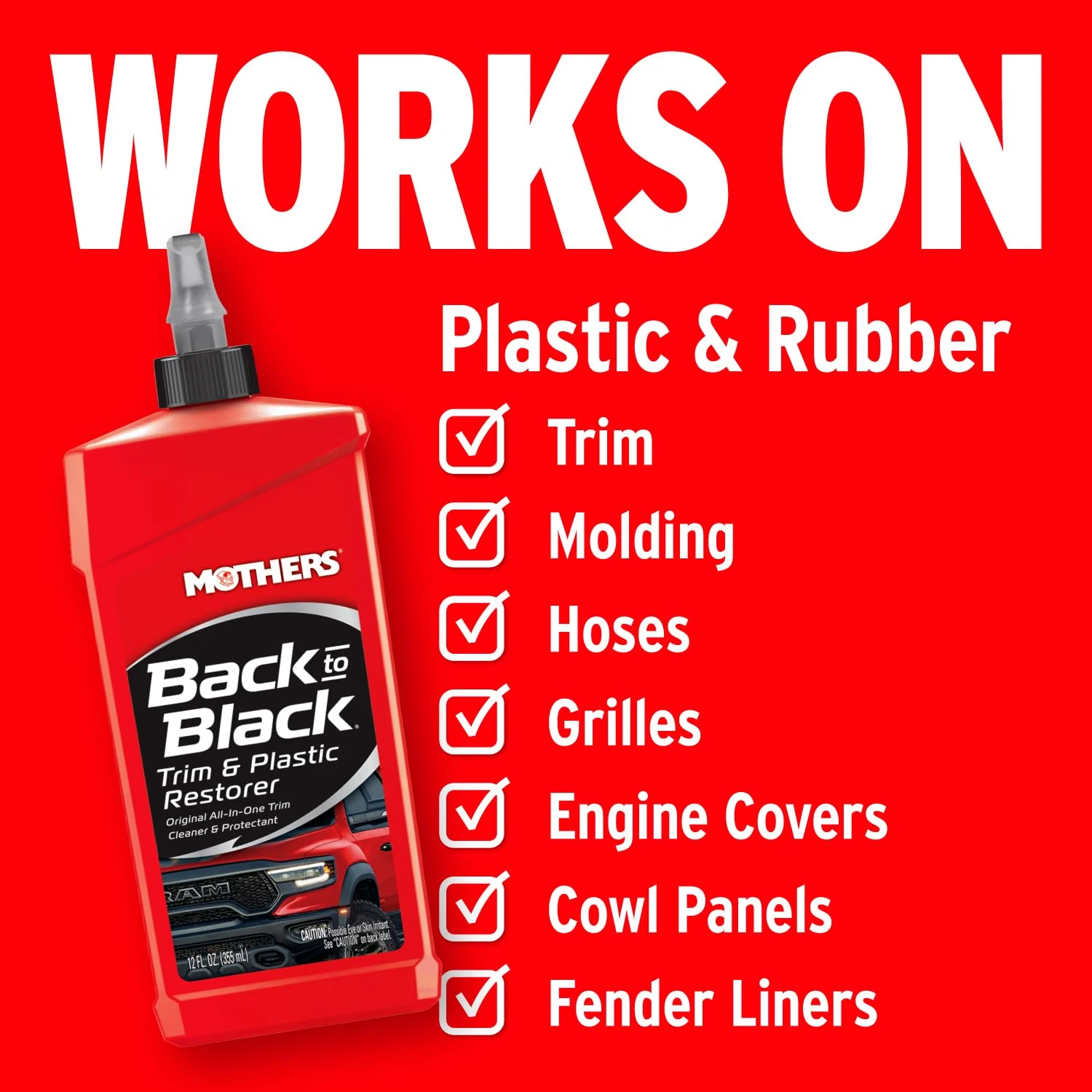 Mothers Back-to-Black Trim & Plastic Restorer, 12 oz. (06112) product photo, view 6 of 7