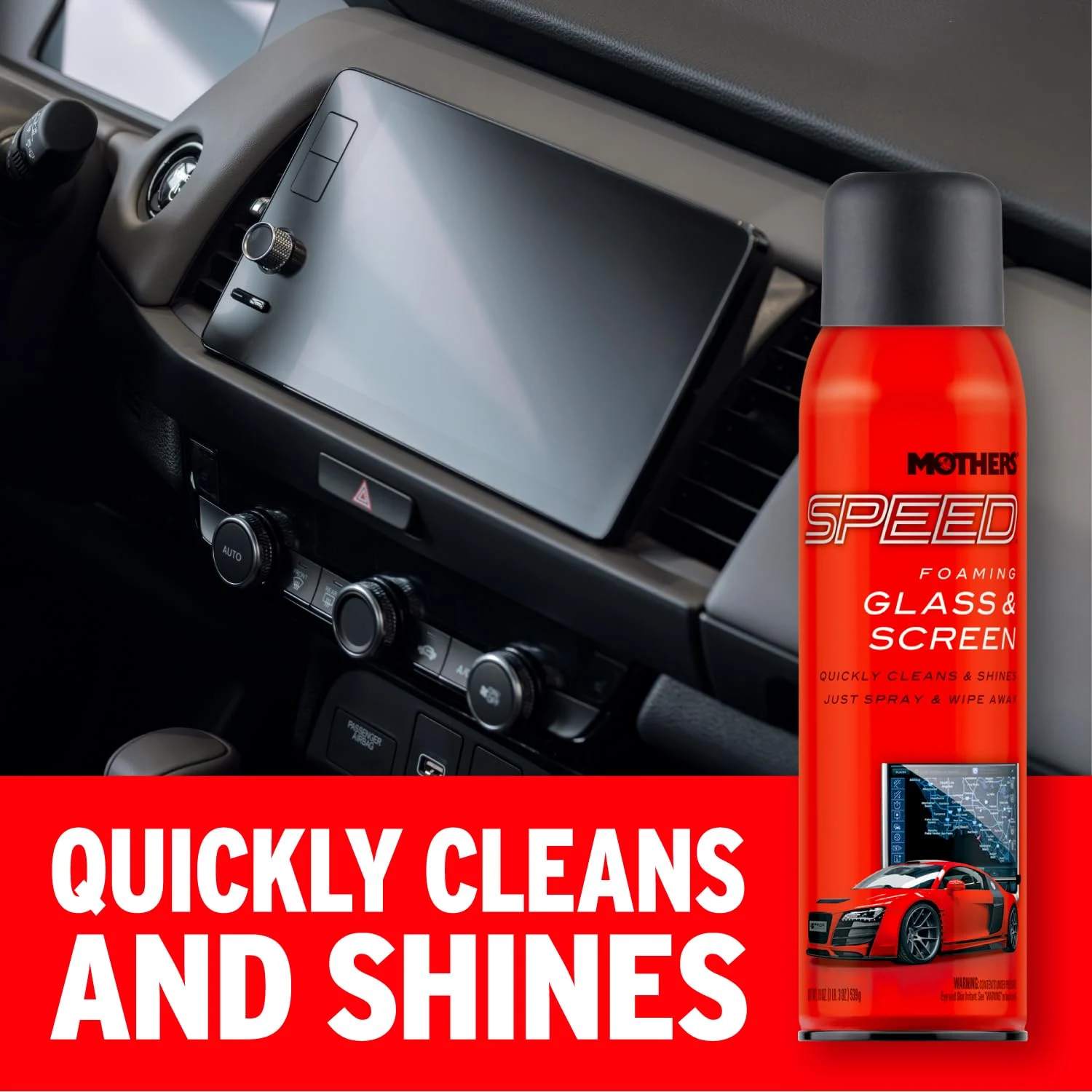 Mothers Speed Foaming Glass & Screen Cleaner, 19 oz. Aerosol (16619) product photo, view 3 of 7