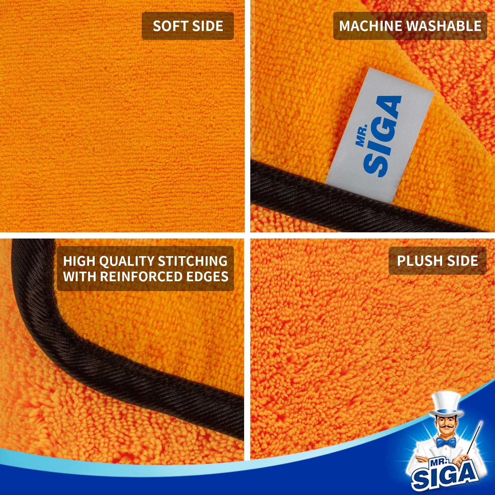 MR.SIGA Professional Microfiber Towels for Cars, Scratch Free, 6 Pack product photo, view 4 of 7