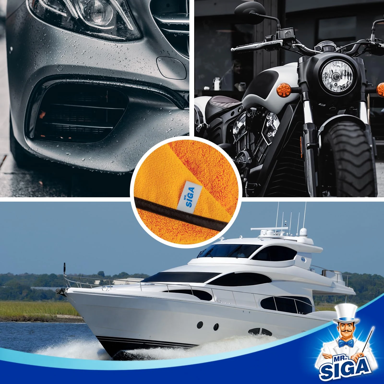 MR.SIGA Professional Microfiber Towels for Cars, Scratch Free, 6 Pack product photo, view 5 of 7