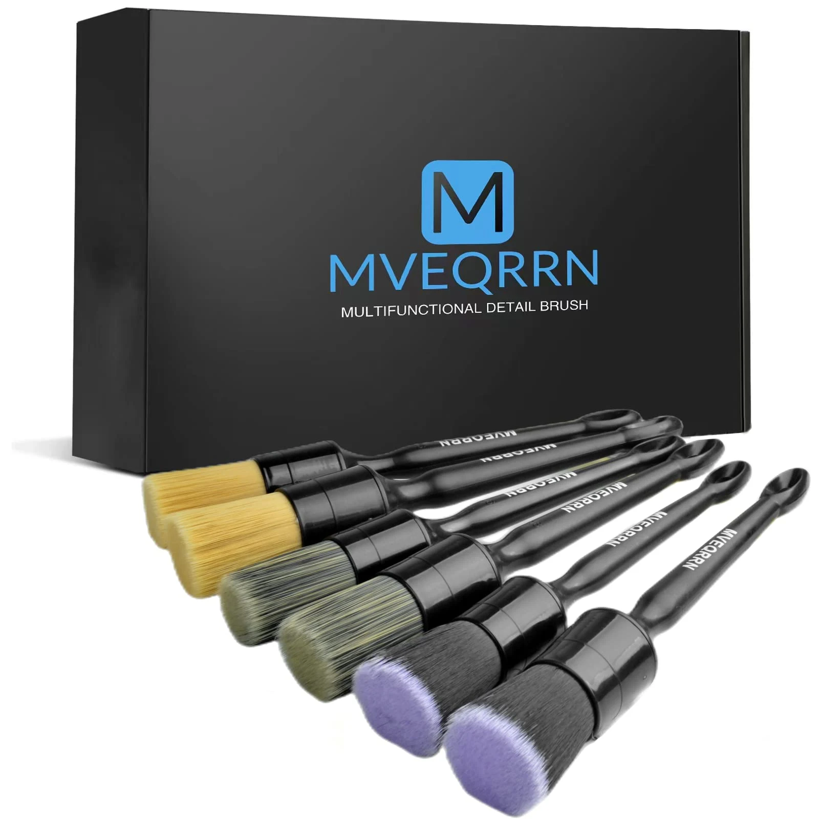 MVEQRRN 6 Pcs Car Detailing Brush Set, Boars Hair & Soft Cleaning Brushes product photo, view 2 of 7