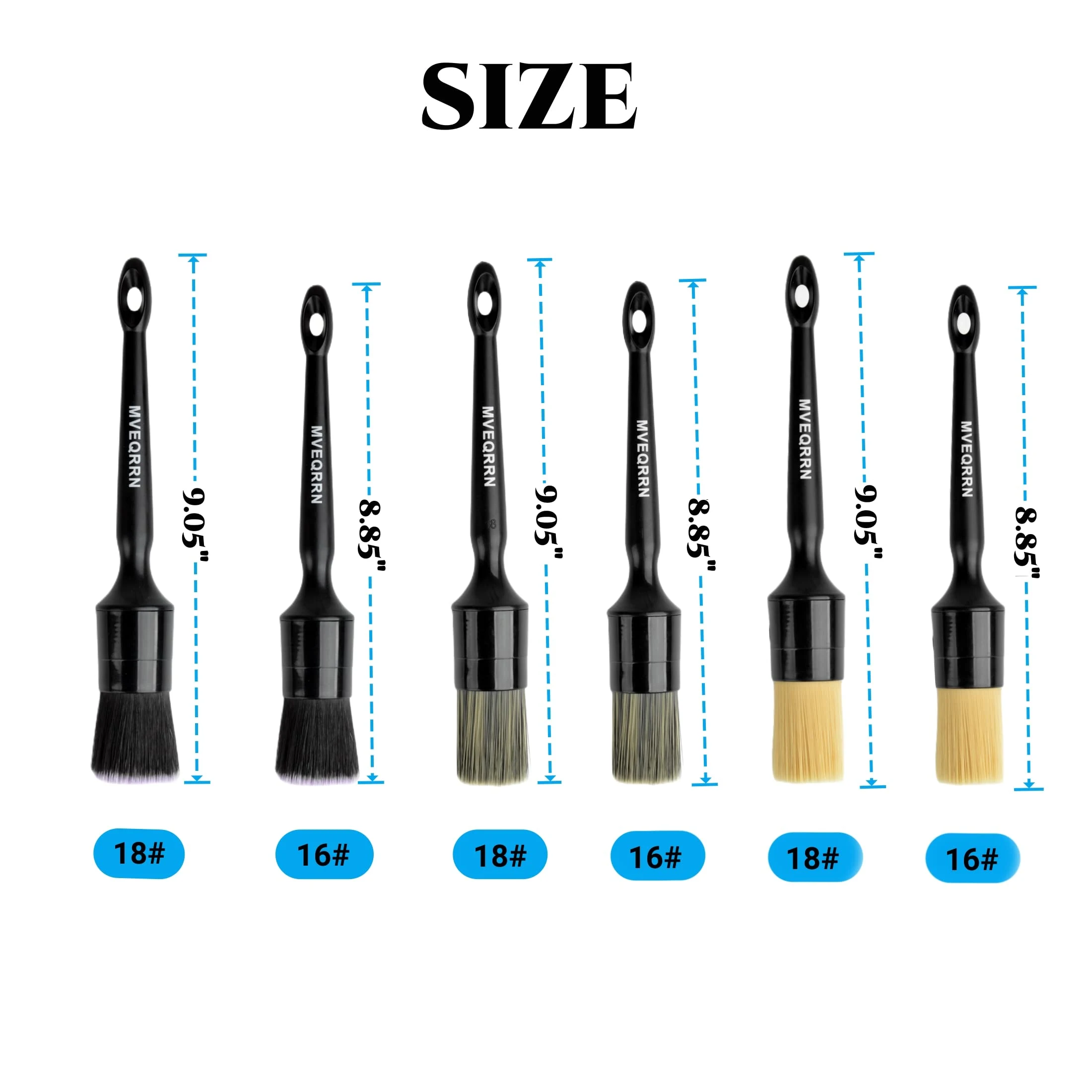 MVEQRRN 6 Pcs Car Detailing Brush Set, Boars Hair & Soft Cleaning Brushes product photo, view 3 of 7
