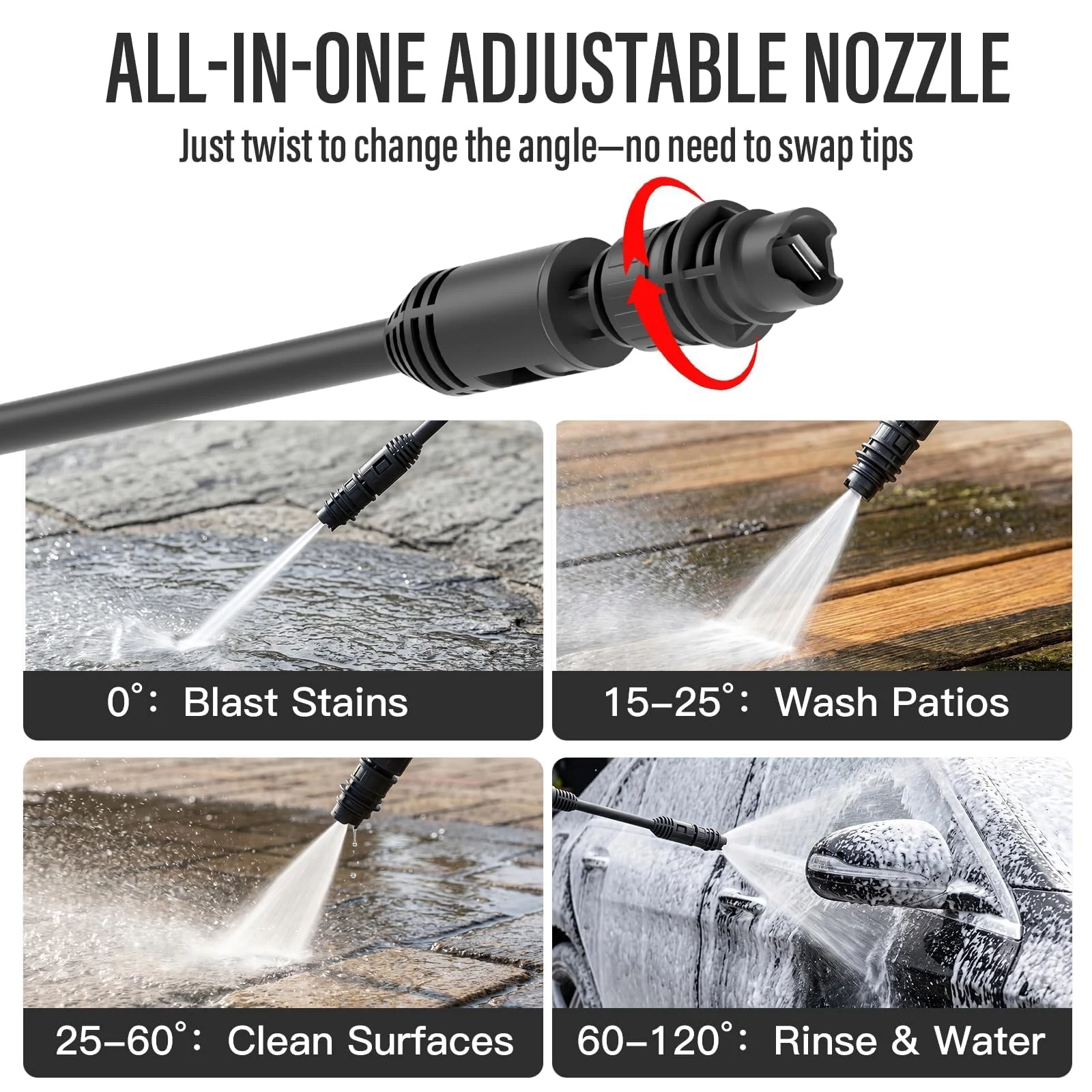 MZK Lightweight Pressure Washer, Portable Power Cleaner with Foam Cannon product photo, view 4 of 8