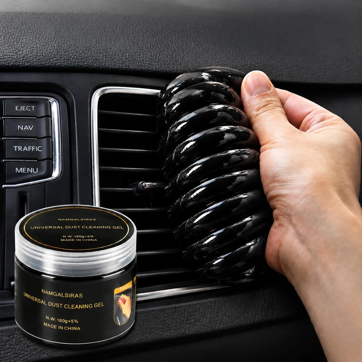 NAMGALSIRAS Black Car Cleaning Gel for Air Vents, Keyboards and Laptops,160g product photo, view 2 of 8