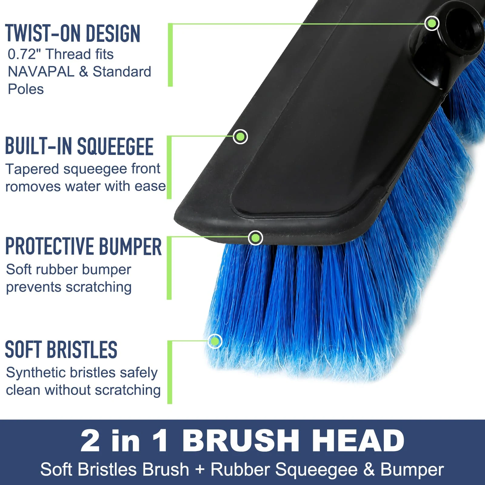 NAVAPAL 52" Car Wash Brush with Long Handle product photo, view 4 of 8