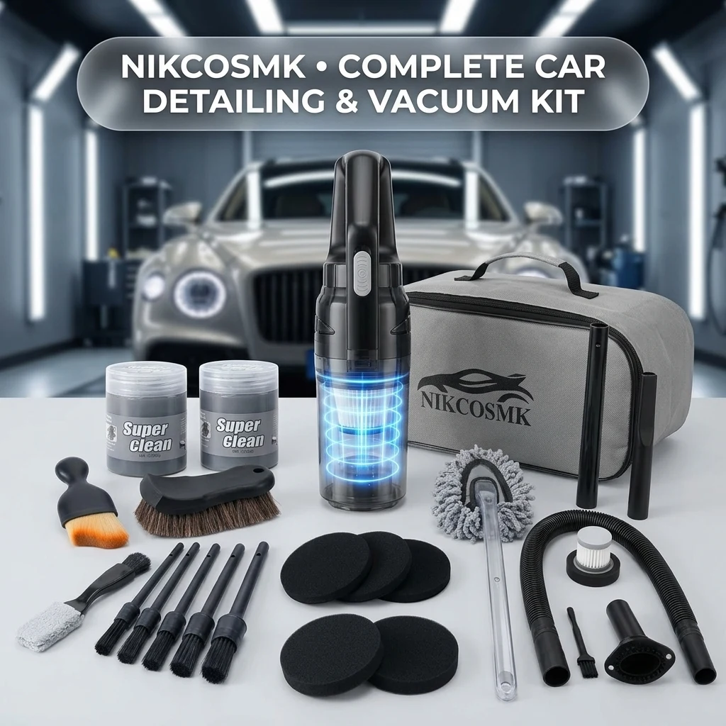 NIKCOSMK Car Cleaning Kit, Car Detailing Kit with Car Vacuum 8000PA High Suction, Car Interior Cleaning Supplies with Detaili product photo, view 1 of 8