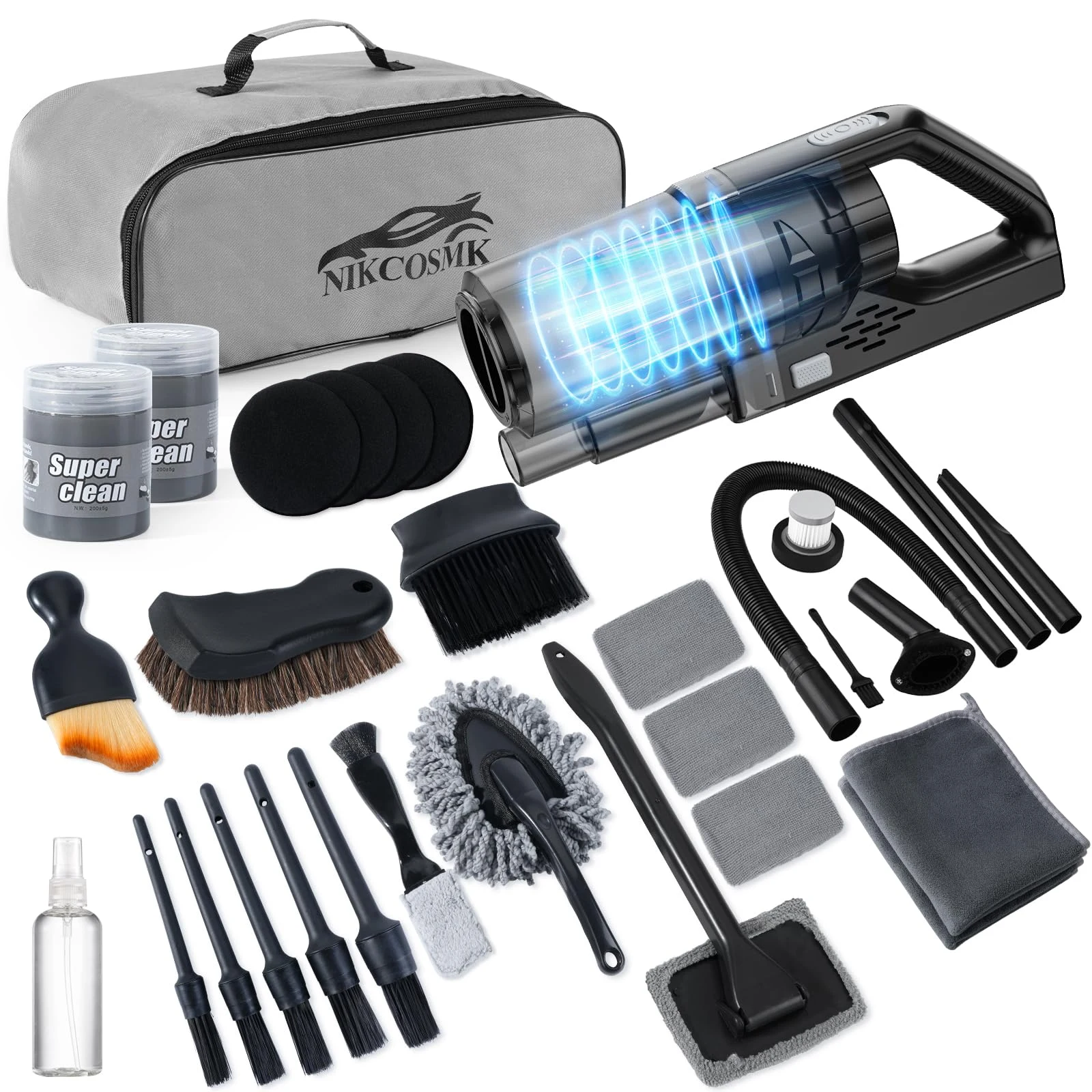 NIKCOSMK Car Cleaning Kit, Car Detailing Kit with Car Vacuum 8000PA High Suction, Car Interior Cleaning Supplies with Detaili product photo, view 2 of 8