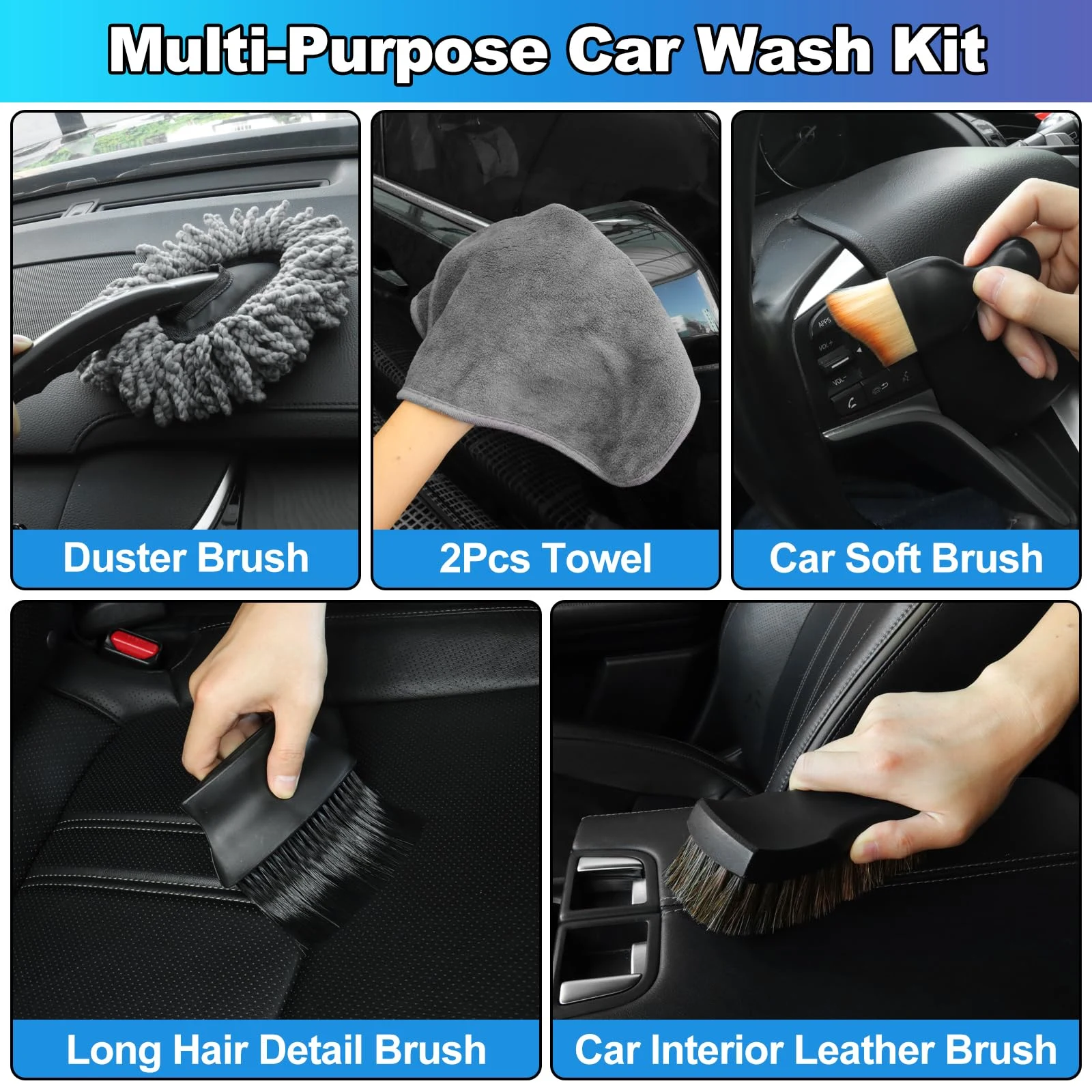 NIKCOSMK Car Cleaning Kit, Car Detailing Kit with Car Vacuum 8000PA High Suction, Car Interior Cleaning Supplies with Detaili product photo, view 7 of 8