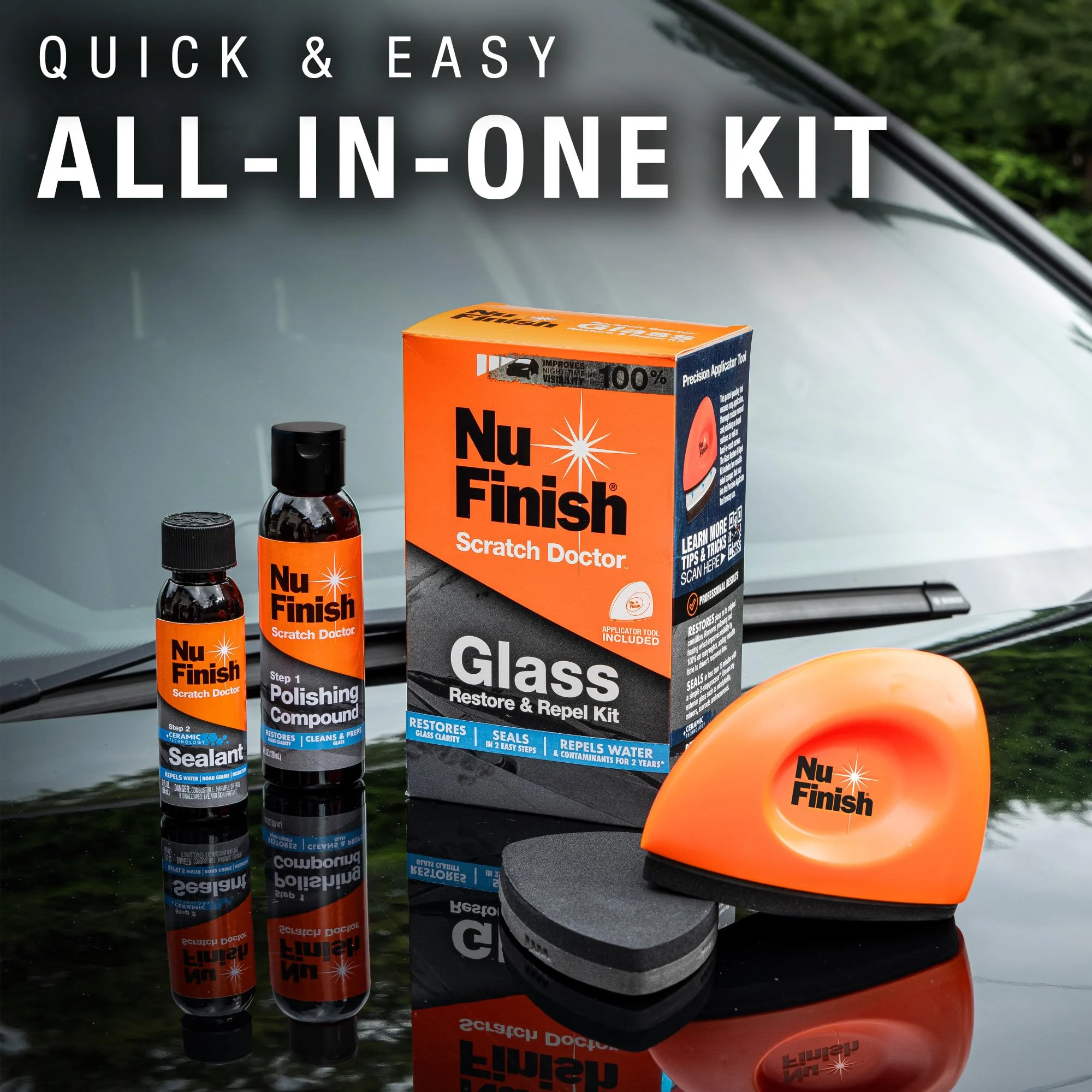 Nu Finish Scratch Doctor, Glass Restore and Repel Kit, Two-Step System product photo, view 7 of 7
