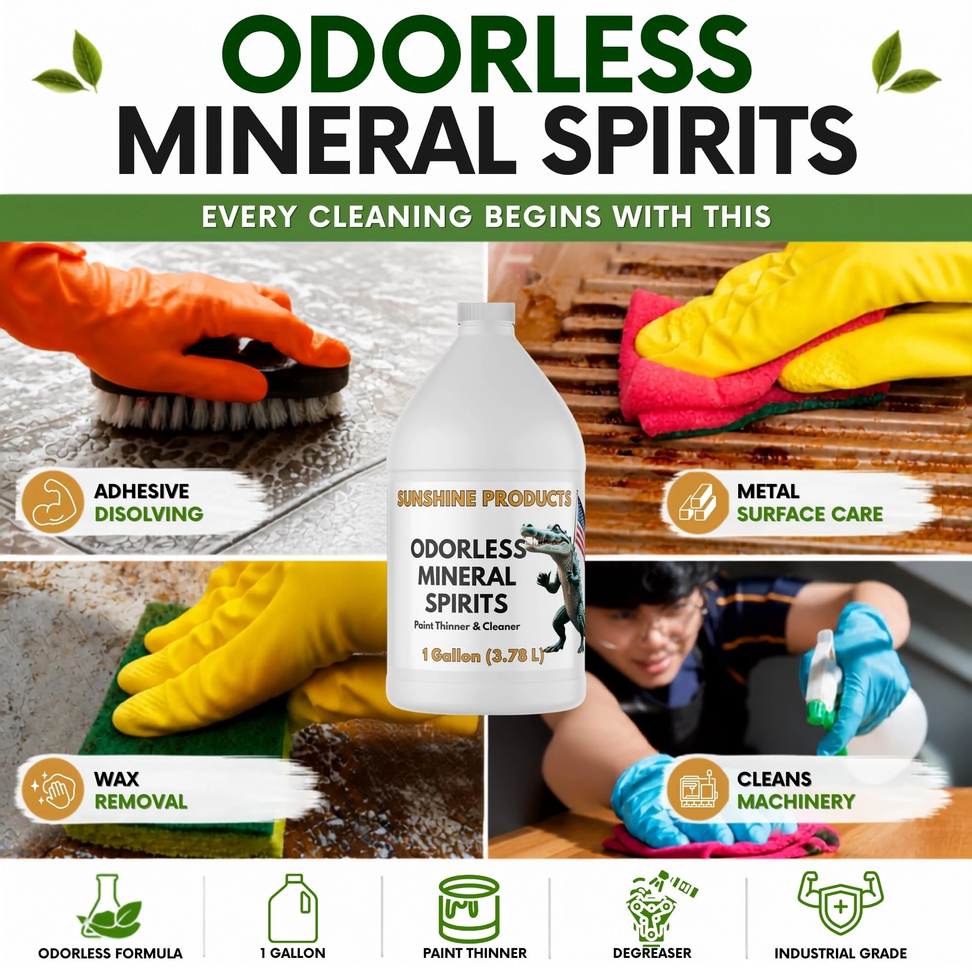 Odorless Mineral Spirits (1 Gallon) - Solvent, Paint Thinner & Degreaser product photo, view 3 of 8