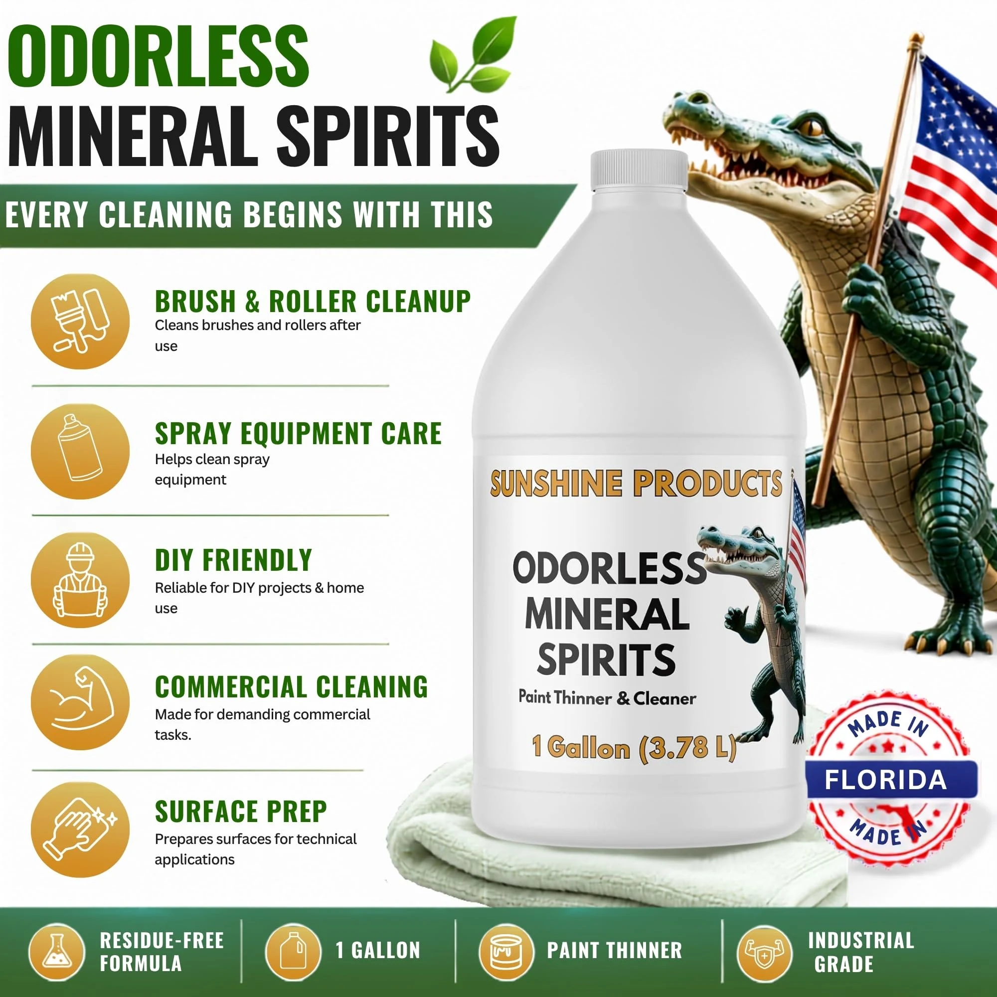 Odorless Mineral Spirits (1 Gallon) - Solvent, Paint Thinner & Degreaser product photo, view 5 of 8