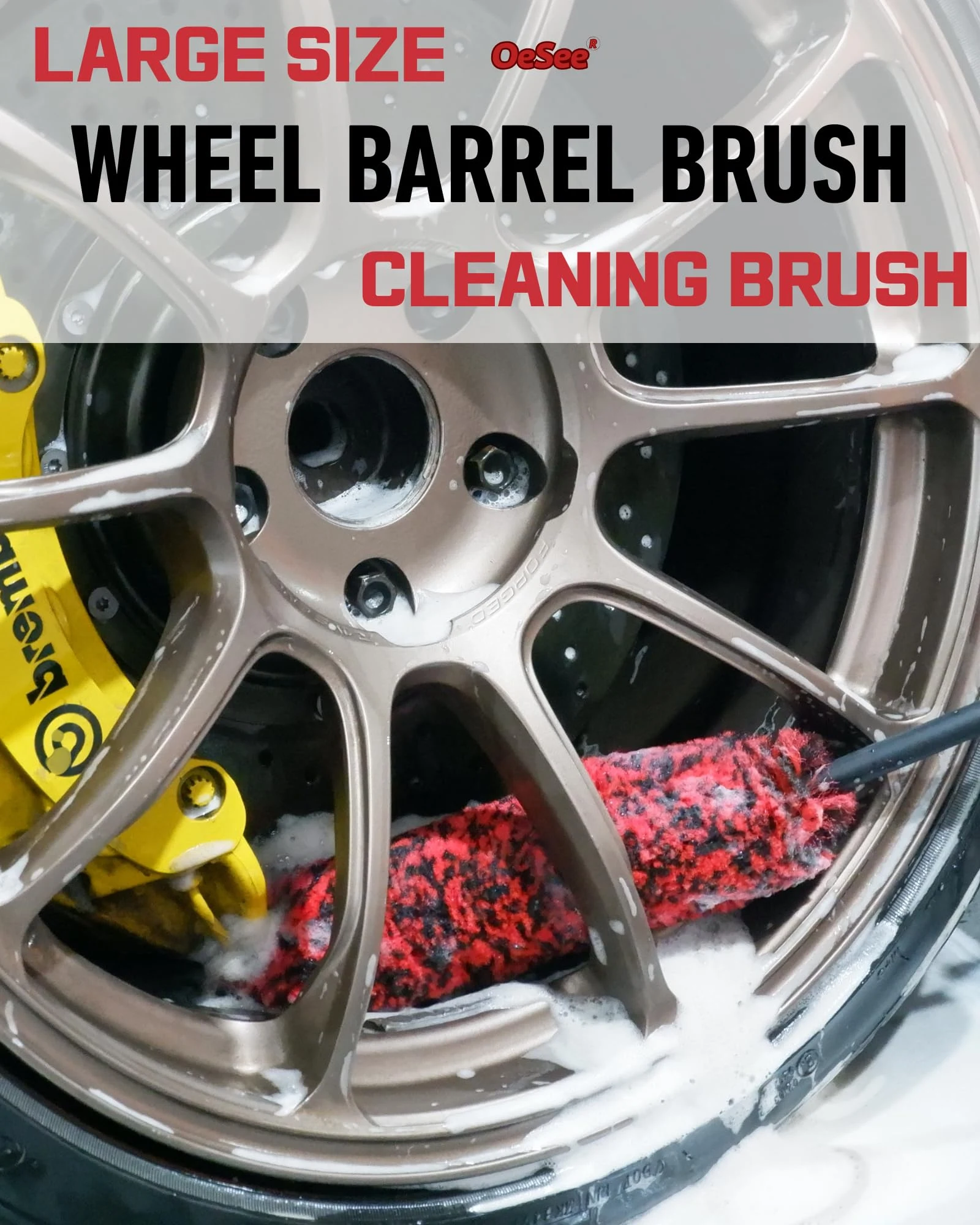 oesee Professional 4 Pack Long Handle Wheel Brush Kit for Cleaning Wheel and Tire- 2X Soft Wheel Cleaning Brush, Detailing Br product photo, view 2 of 6