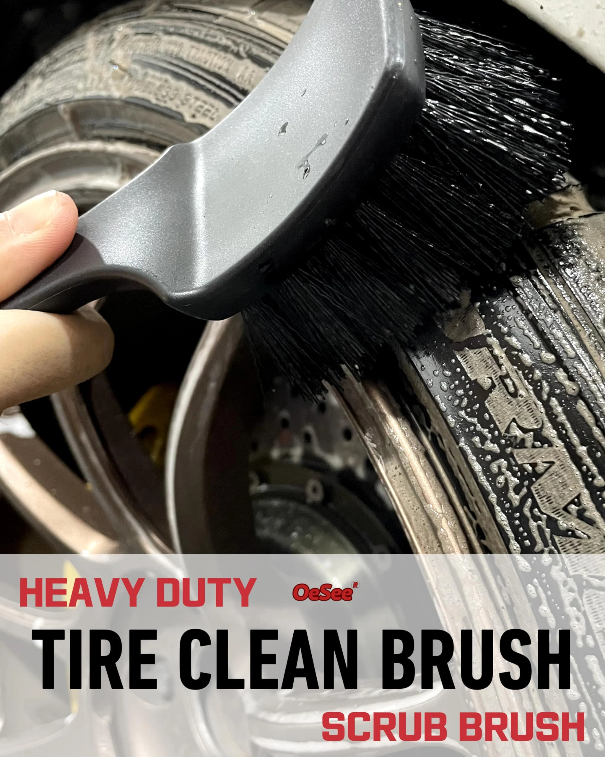 oesee Professional 4 Pack Long Handle Wheel Brush Kit for Cleaning Wheel and Tire- 2X Soft Wheel Cleaning Brush, Detailing Br product photo, view 4 of 6