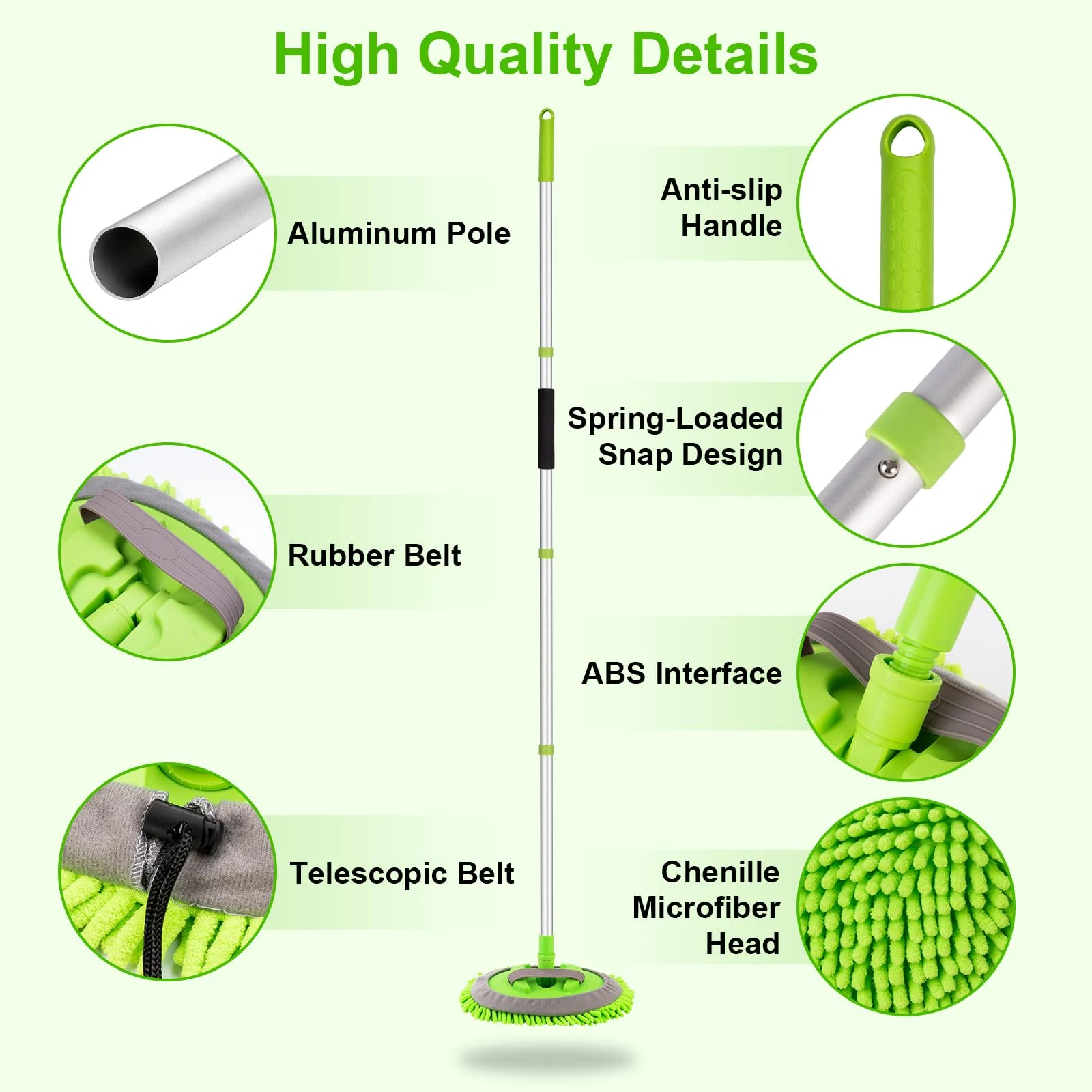 Ordenado 62" Car Wash Brush kit with Long Handle & Scratch-Free Refill Head product photo, view 5 of 7