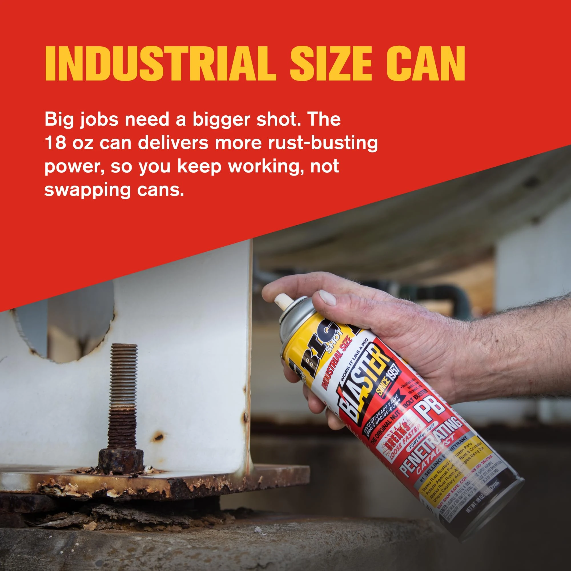 PB Blaster Penetrating Oil Spray, Big Shot 18 oz Aerosol Cans (6-Pack) – Rust Remover & Bolt Loosener for Stuck Nuts, Bolts & product photo, view 6 of 8