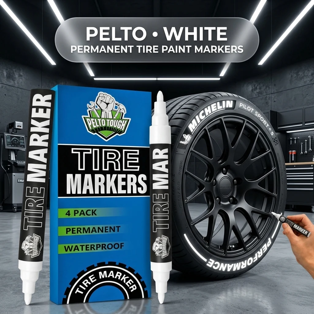 Pelto White Paint Tire Marker For Tire Lettering 4-Pack, Permanent Tire Pen product photo, view 1 of 7