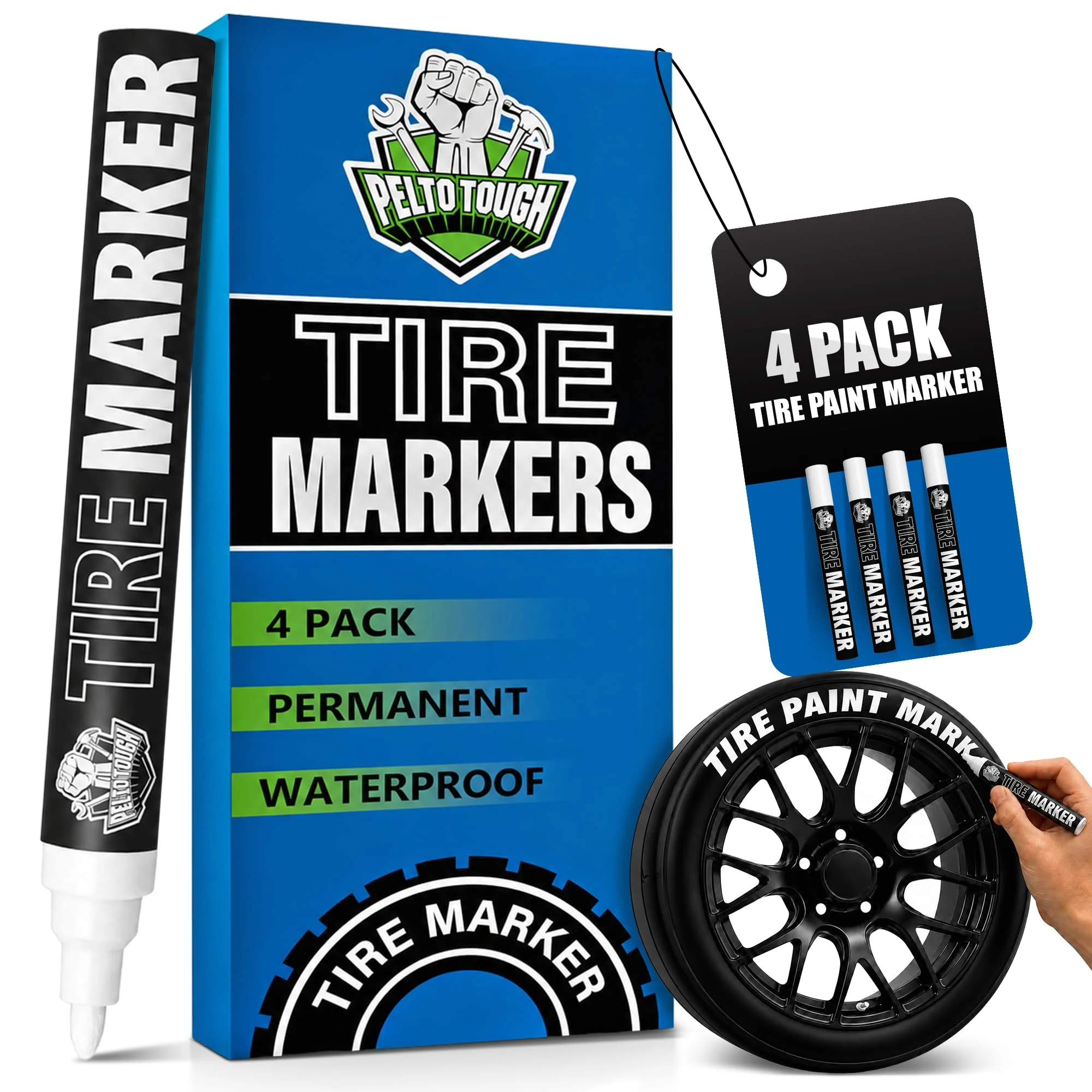 Pelto White Paint Tire Marker For Tire Lettering 4-Pack, Permanent Tire Pen product photo, view 2 of 7
