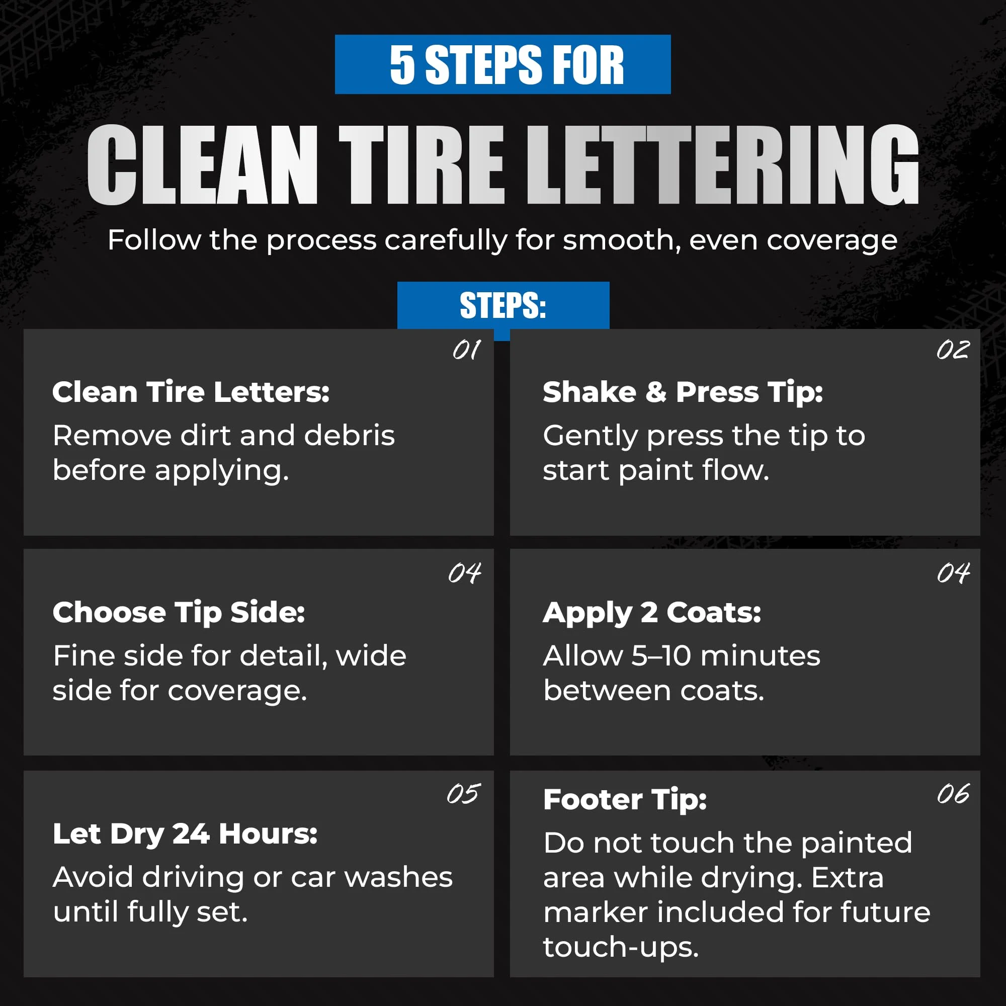Pelto White Paint Tire Marker For Tire Lettering 4-Pack, Permanent Tire Pen product photo, view 3 of 7