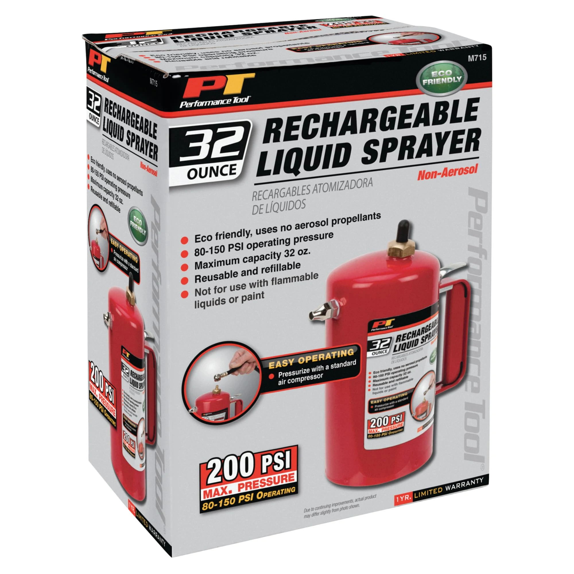 Performance Tool M715 32 oz. Non-Aerosol Pneumatic Liquid Sprayer product photo, view 6 of 6