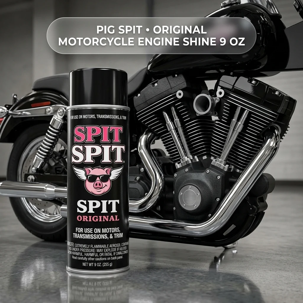 Pig Spit PSO Spit Original for Use on Motors, Transmissions, Vinyl and Black Plastic Trim Components and Tires, 9 oz, Single product photo, view 1 of 8