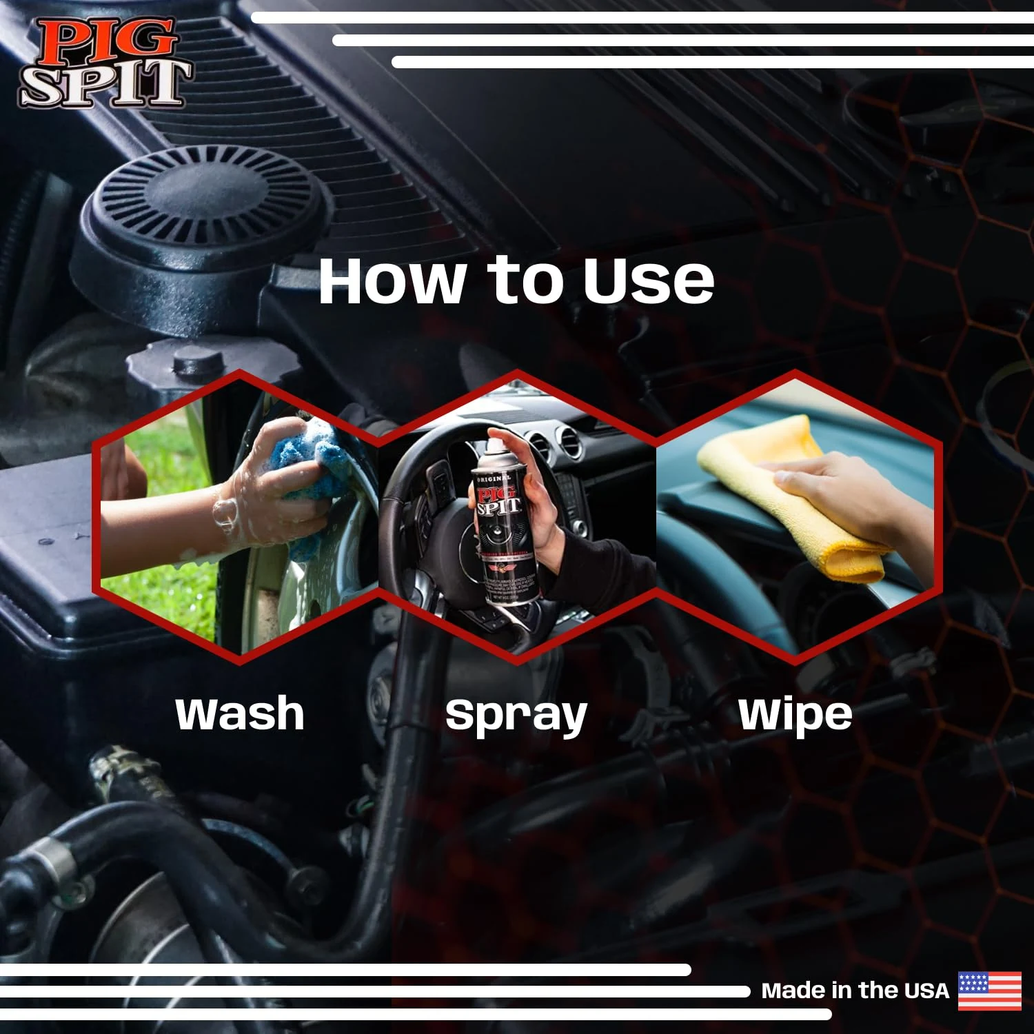 Pig Spit PSO Spit Original for Use on Motors, Transmissions, Vinyl and Black Plastic Trim Components and Tires, 9 oz, Single product photo, view 8 of 8