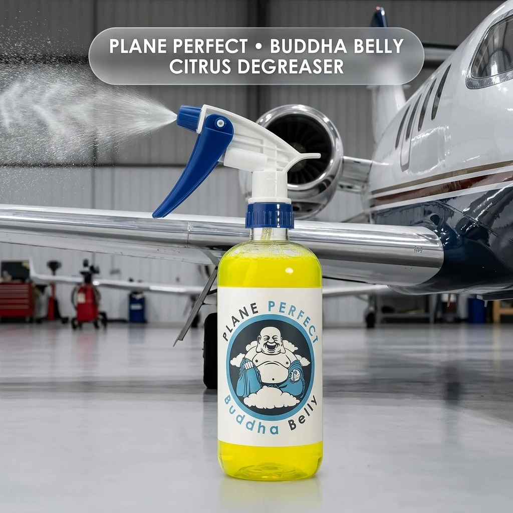 Plane Perfect Buddha Belly Oil & Grease Cleaner - Heavy Duty Aviation Grade Citrus Degreaser Spray - Multi Surface Cleaner fo product photo