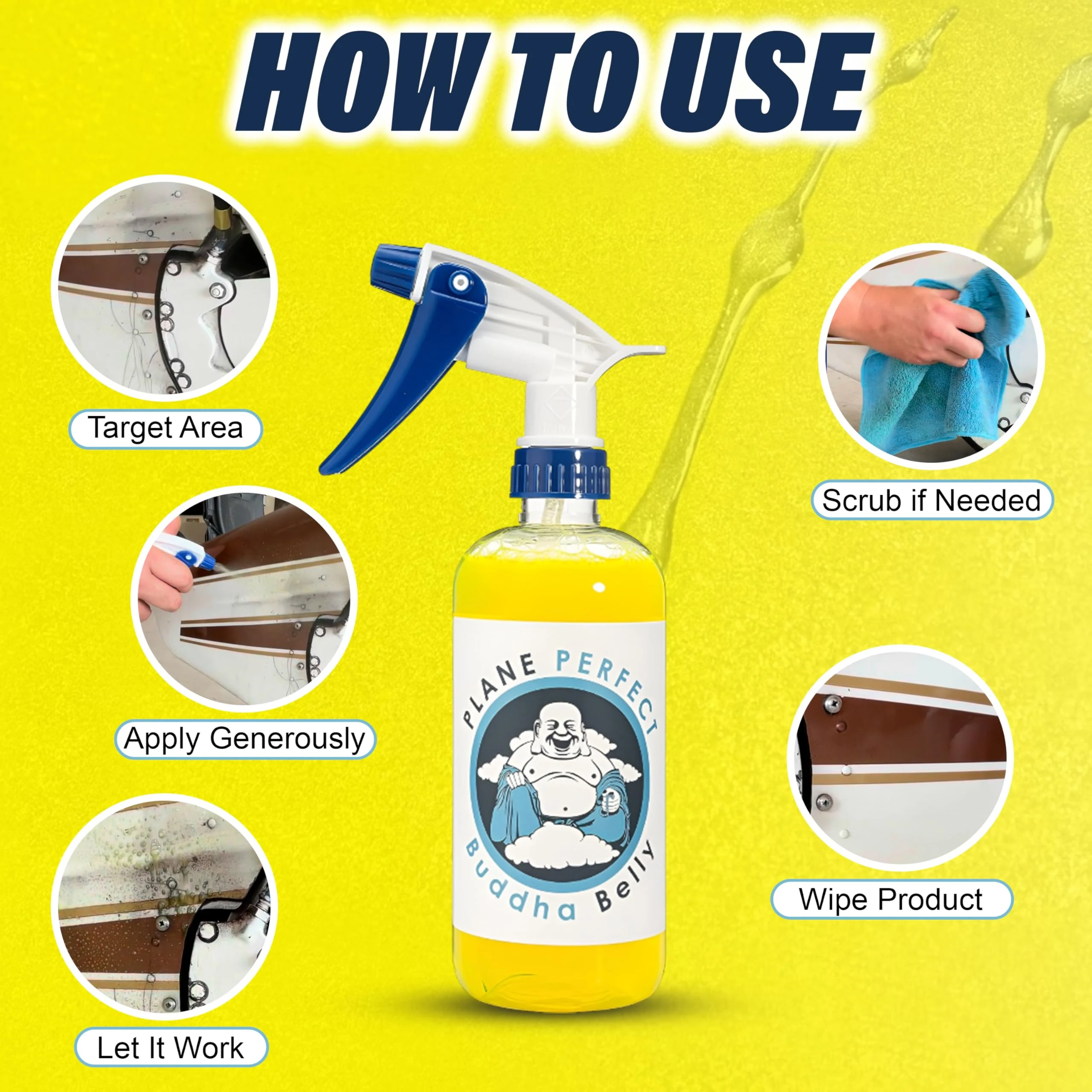 Plane Perfect Buddha Belly Oil & Grease Cleaner - Heavy Duty Aviation Grade Citrus Degreaser Spray - Multi Surface Cleaner fo product photo, view 6 of 7
