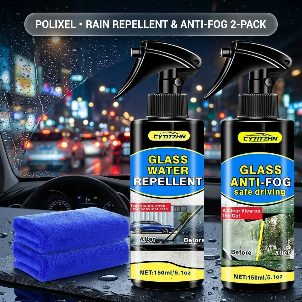 POLIXEL Anti-Fog Spray & Water Repellent for Car Windshield Waterproof Glass Defogger, Rain-Repellent Hydrophobic Coating for product photo, view 1 of 10