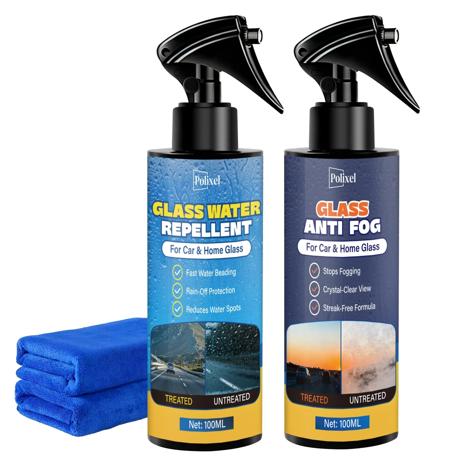 POLIXEL Anti-Fog Spray & Water Repellent for Car Windshield Waterproof Glass Defogger, Rain-Repellent Hydrophobic Coating for product photo, view 5 of 10