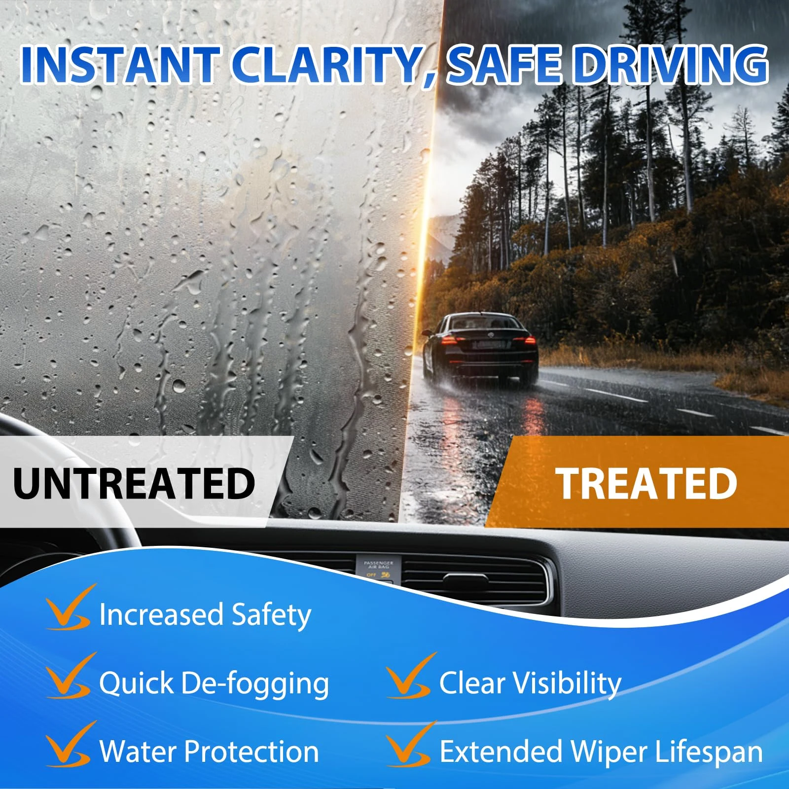 POLIXEL Anti-Fog Spray & Water Repellent for Car Windshield Waterproof Glass Defogger, Rain-Repellent Hydrophobic Coating for product photo, view 6 of 10