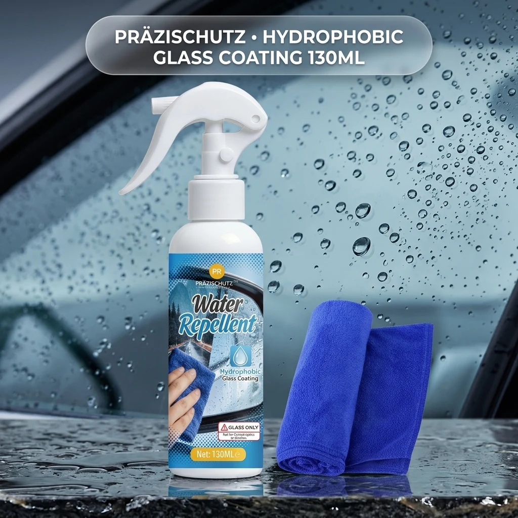 PRAZISCHUTZ Glass Water Repellent Spray – Hydrophobic Coating for Car Windshield, Side Windows & Mirrors, Multi-Surface Water product photo, view 1 of 7