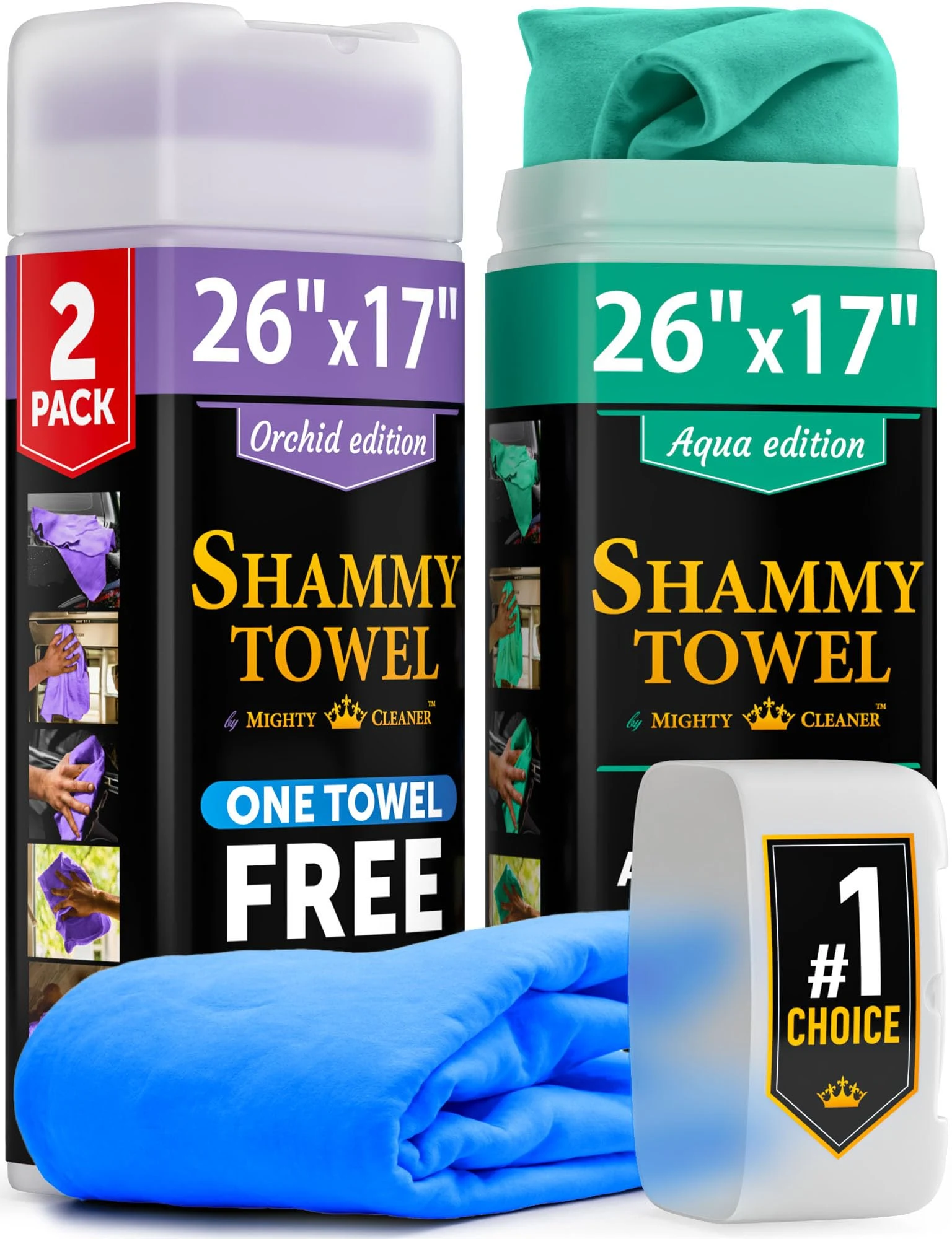 Premium Shammy Cloth for Car Drying – 2pk+1 Free – 26"x17" – Soft Chamois product photo, view 2 of 7