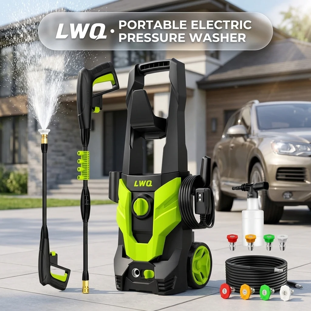 Pressure Washer, Portable Power Washer, 4 Quick Connect Nozzles, High Pressure Cleaning Machine for Car Fence Driveway Patio product photo