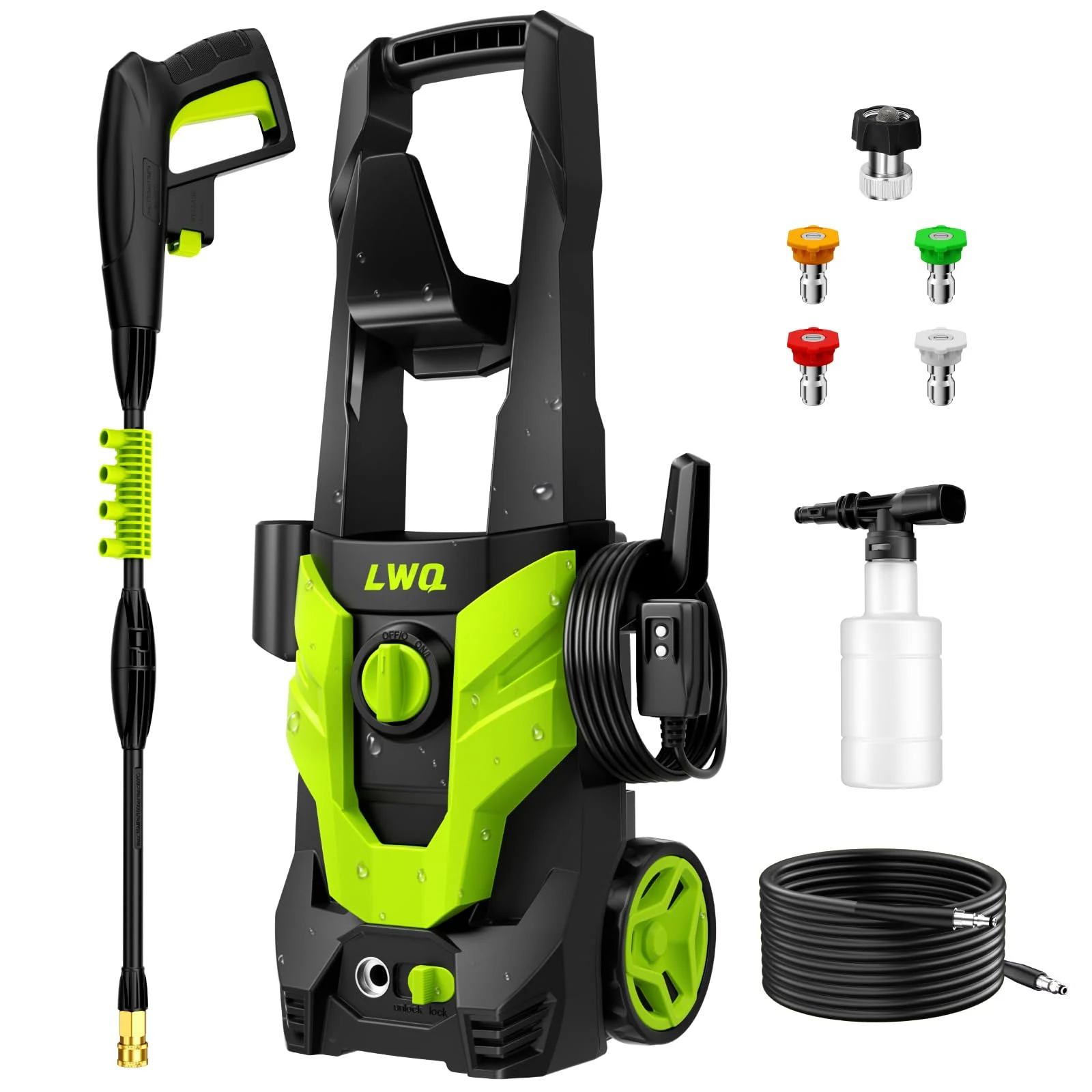 Pressure Washer, Portable Power Washer, 4 Quick Connect Nozzles, High Pressure Cleaning Machine for Car Fence Driveway Patio product photo, view 2 of 7