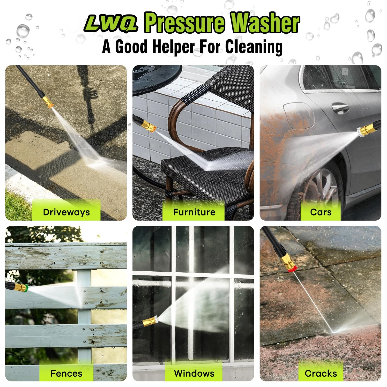 Pressure Washer, Portable Power Washer, 4 Quick Connect Nozzles, High Pressure Cleaning Machine for Car Fence Driveway Patio product photo, view 5 of 7