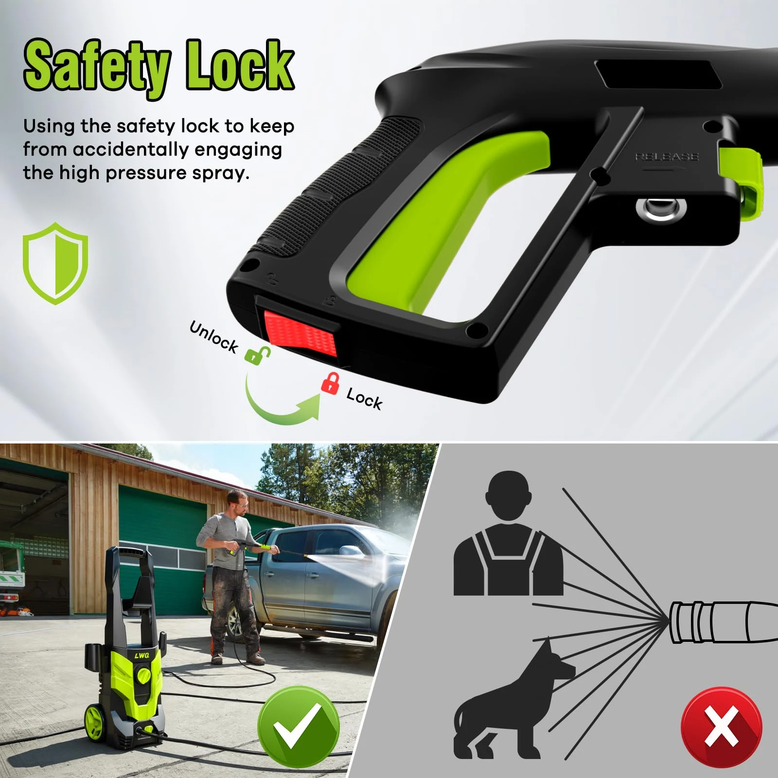 Pressure Washer, Portable Power Washer, 4 Quick Connect Nozzles, High Pressure Cleaning Machine for Car Fence Driveway Patio product photo, view 6 of 7