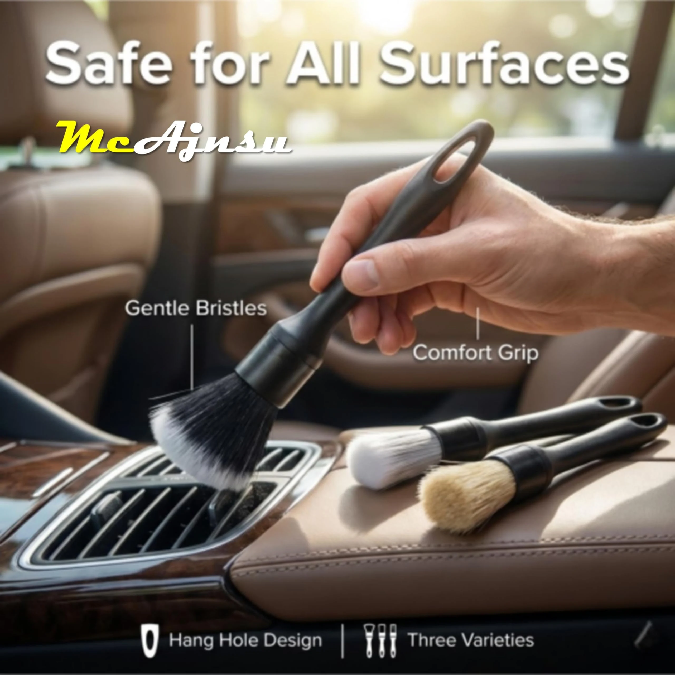 Qocuzax 8Pcs Car Detailing Kit,160g Gel,Dual Vent Brush,Boars Hair for Auto product photo, view 2 of 6