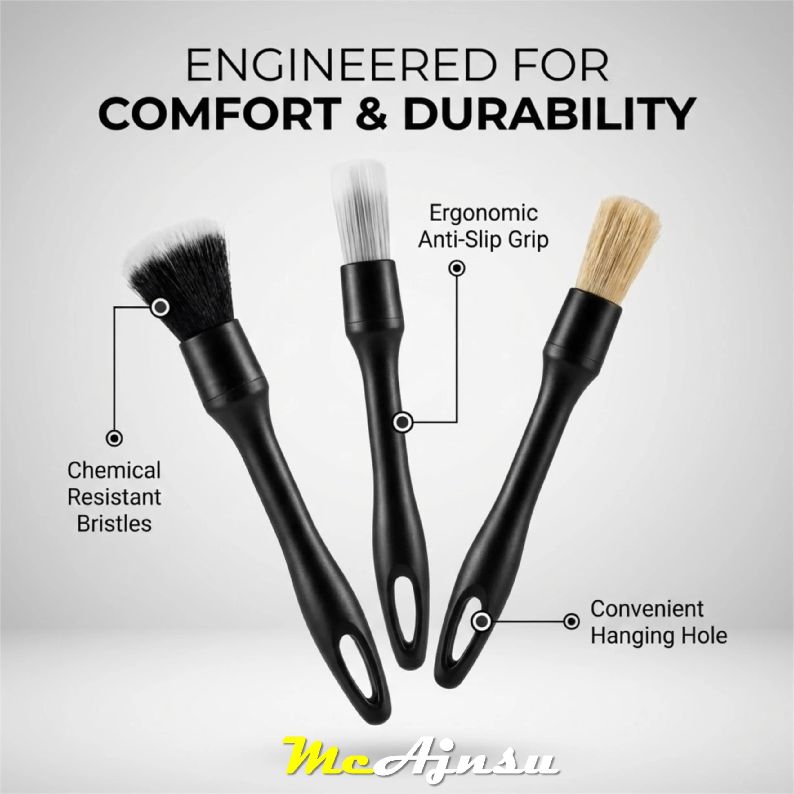 Qocuzax 8Pcs Car Detailing Kit,160g Gel,Dual Vent Brush,Boars Hair for Auto product photo, view 3 of 6