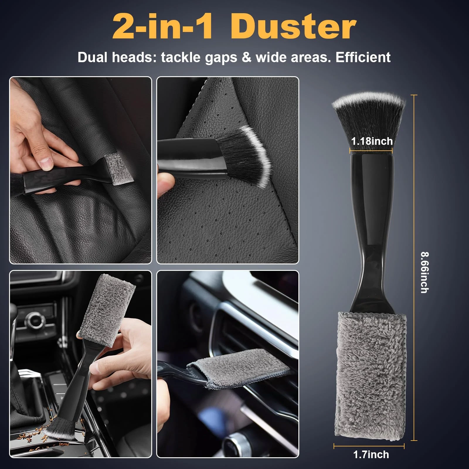 Qocuzax 8Pcs Car Detailing Kit,160g Gel,Dual Vent Brush,Boars Hair for Auto product photo, view 4 of 6
