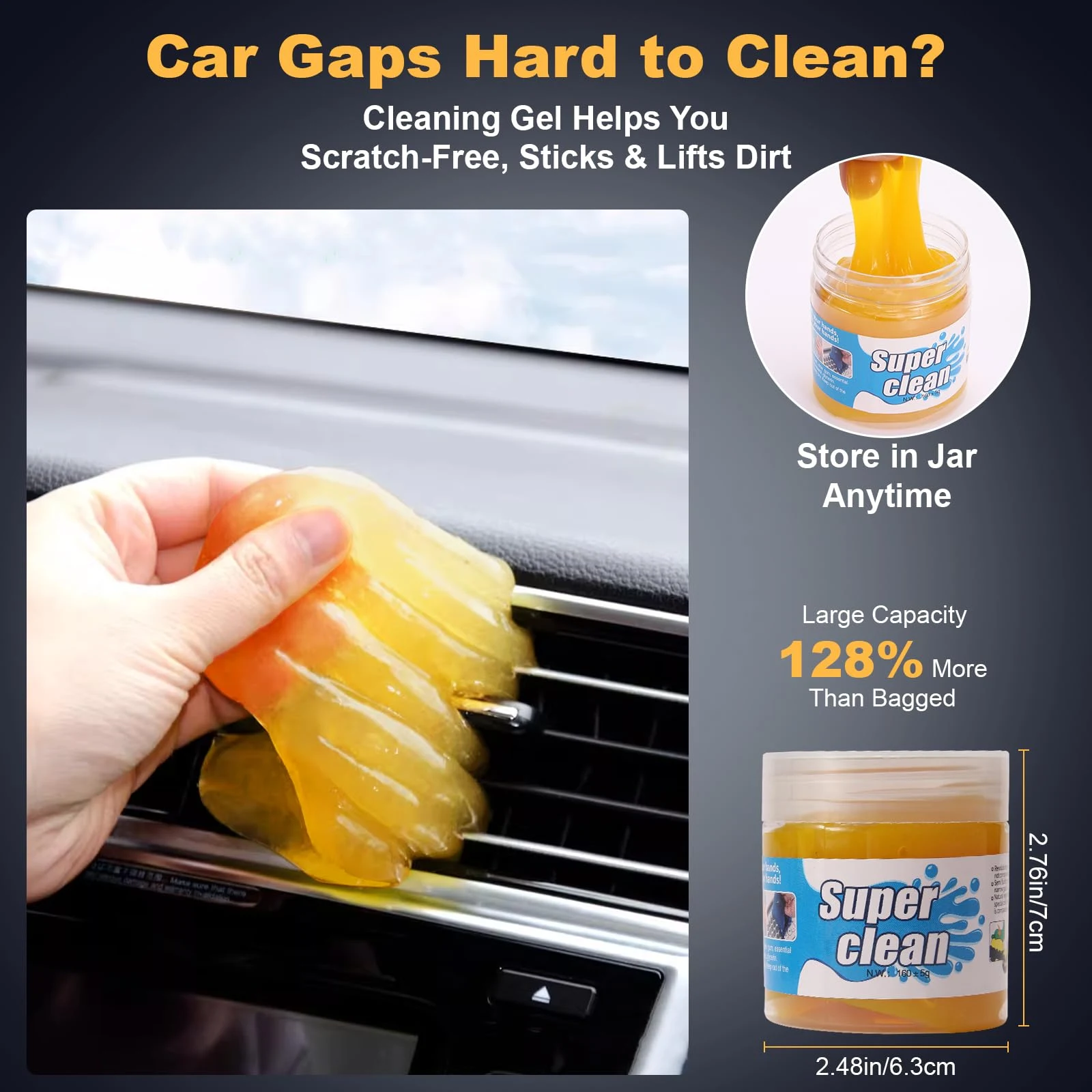 Qocuzax 8Pcs Car Detailing Kit,160g Gel,Dual Vent Brush,Boars Hair for Auto product photo, view 6 of 6