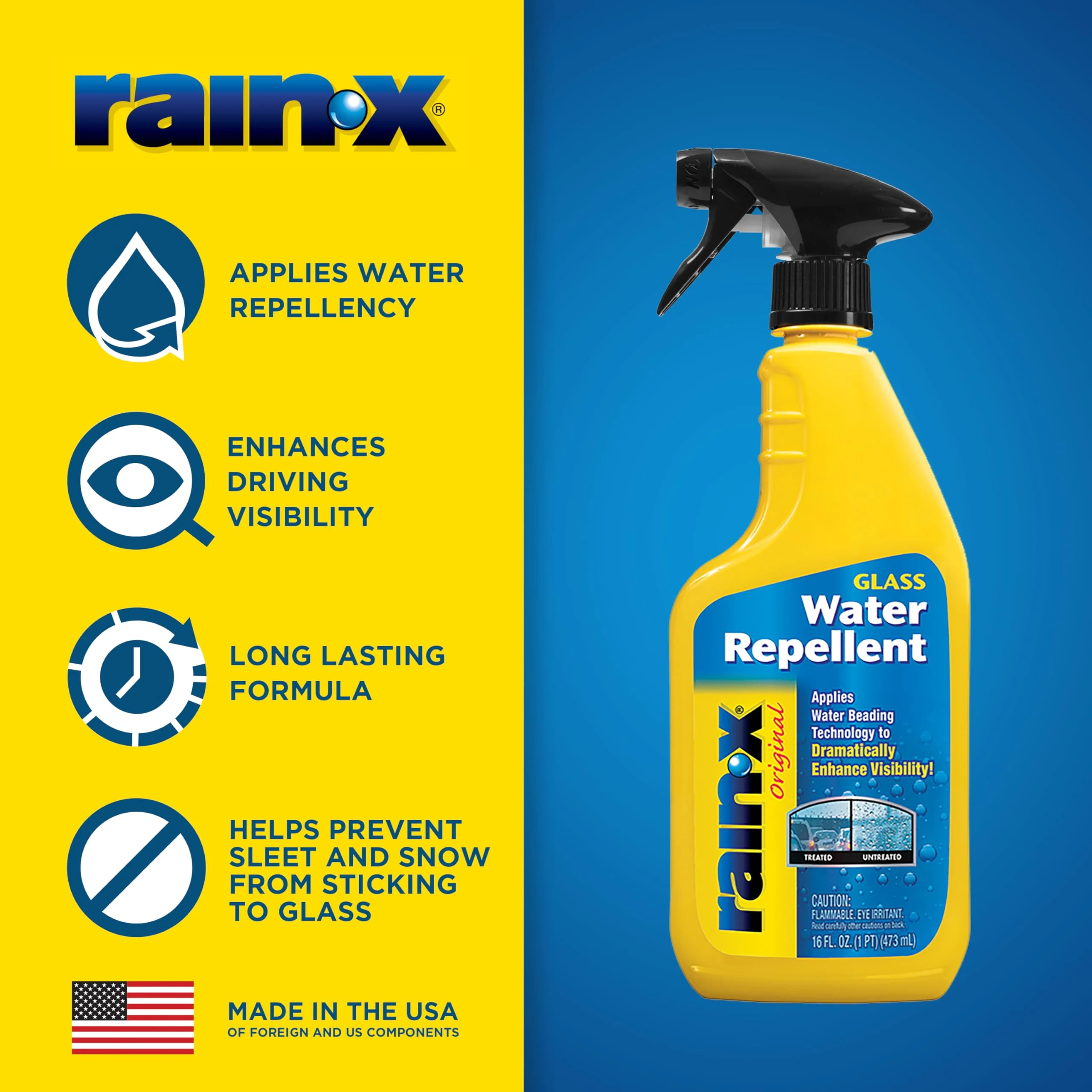 Rain-X 800002250 Glass Treatment Trigger, 16 Fl Oz - Exterior Glass Treatment to Dramatically Improve Wet Weather Driving Vis product photo, view 7 of 11