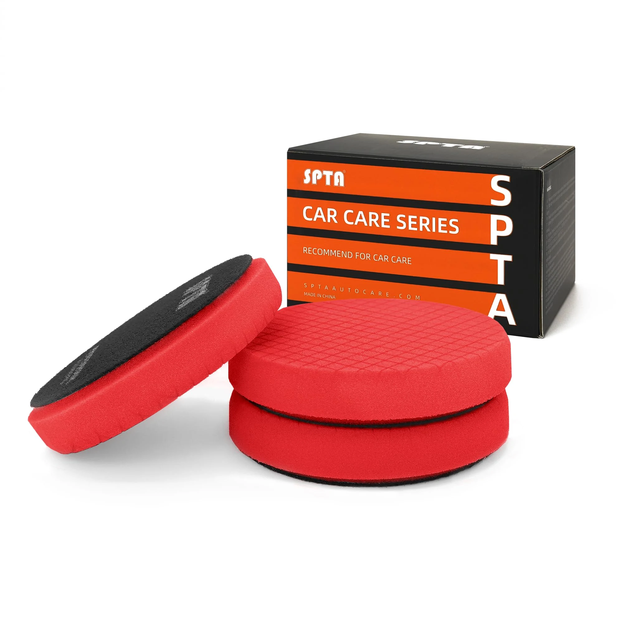 Red T10 Ultra-Fine Finishing Polishing Pad, SPTA 3Pcs 6.5 Inch Face for 6 Inch 150mm Backing Plate Compound Buffing Sponge Pa product photo, view 2 of 7