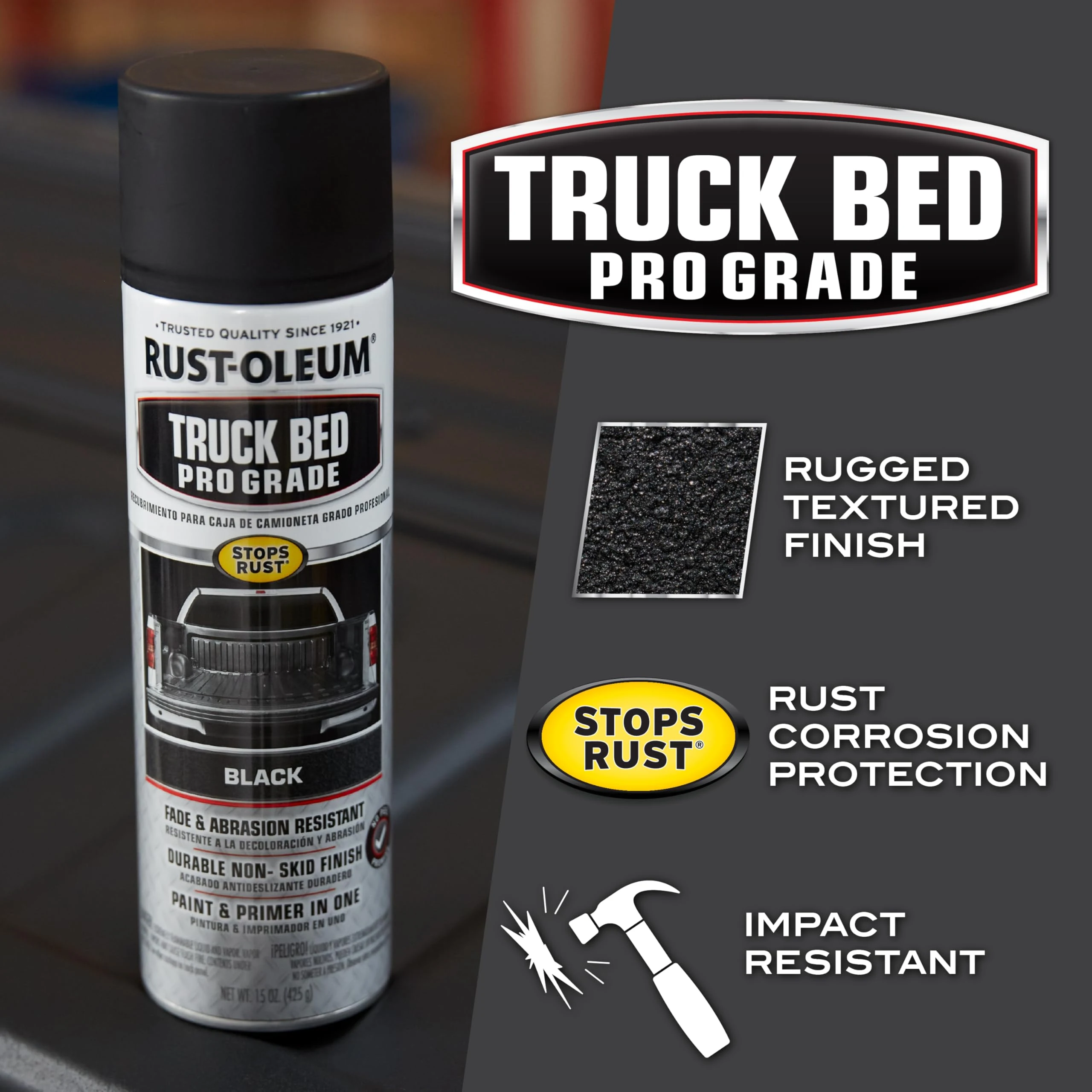 Rust-Oleum Automotive Pro Grade Truck Bed Coating Spray, Black product photo, view 4 of 7