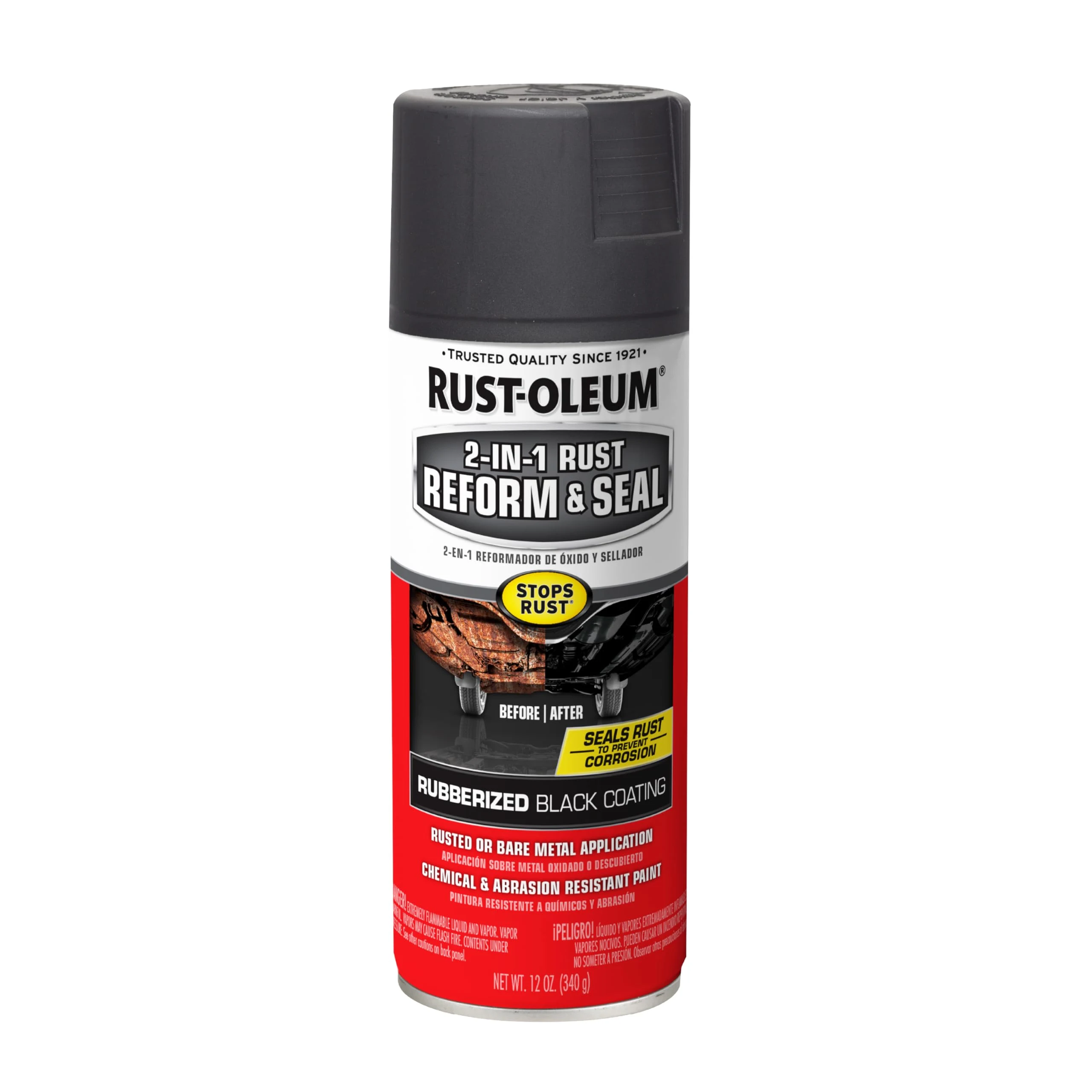 Rust-Oleum Stops Rust 2-in-1 Rust Reform & Seal Coating Spray, Black product photo, view 2 of 8