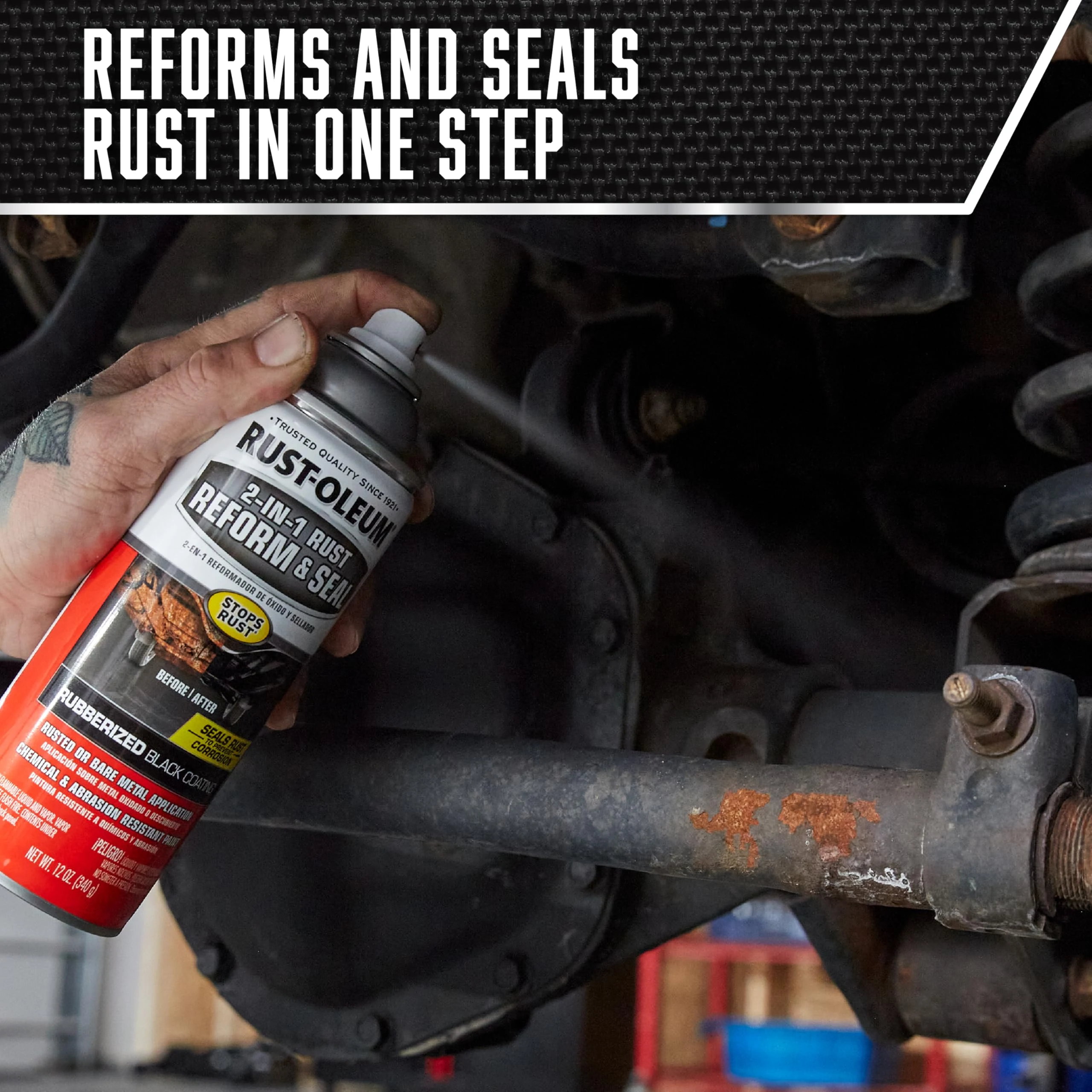 Rust-Oleum Stops Rust 2-in-1 Rust Reform & Seal Coating Spray, Black product photo, view 5 of 8